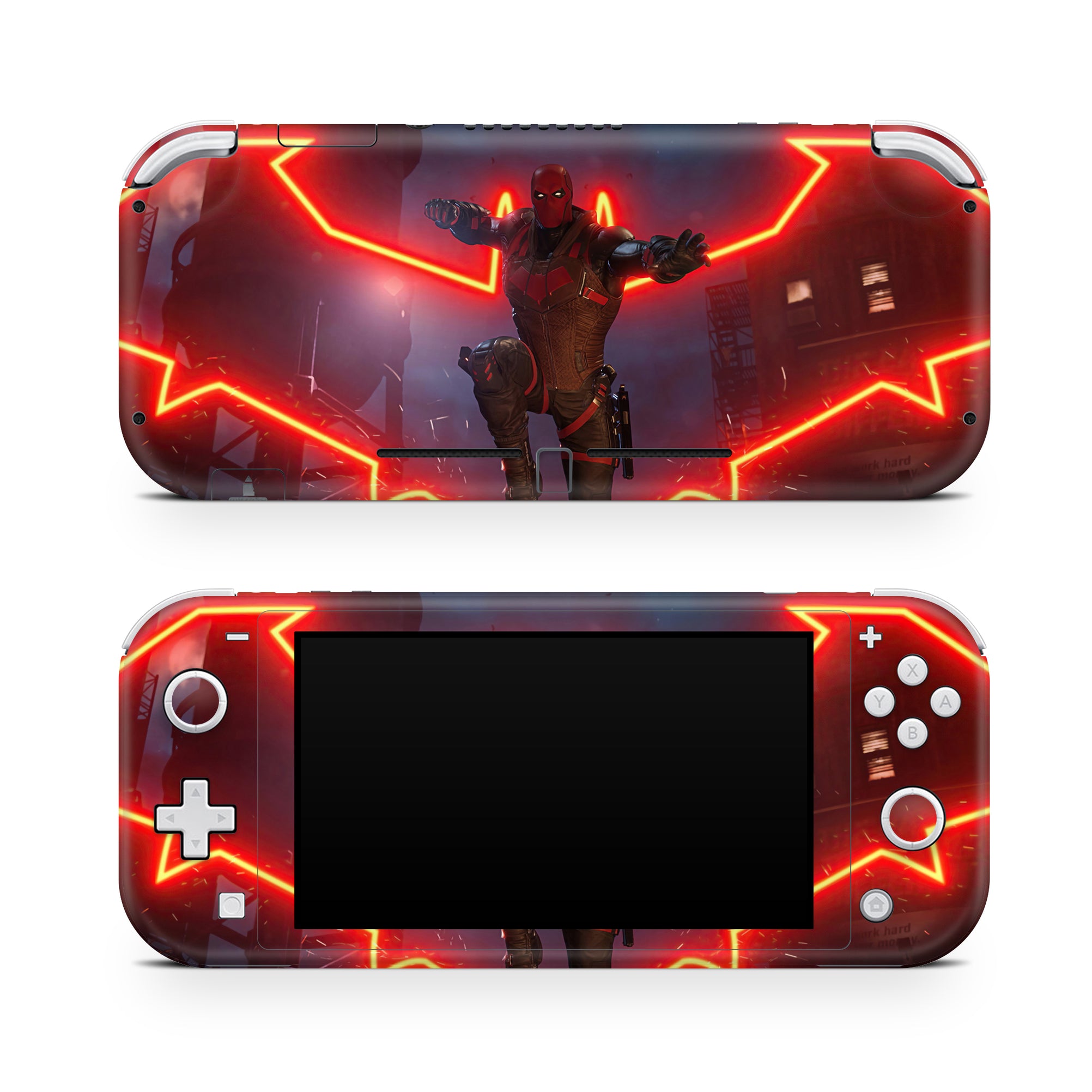 A video game skin featuring a Vigilante Enforcer 2 design for the Nintendo Switch Lite.