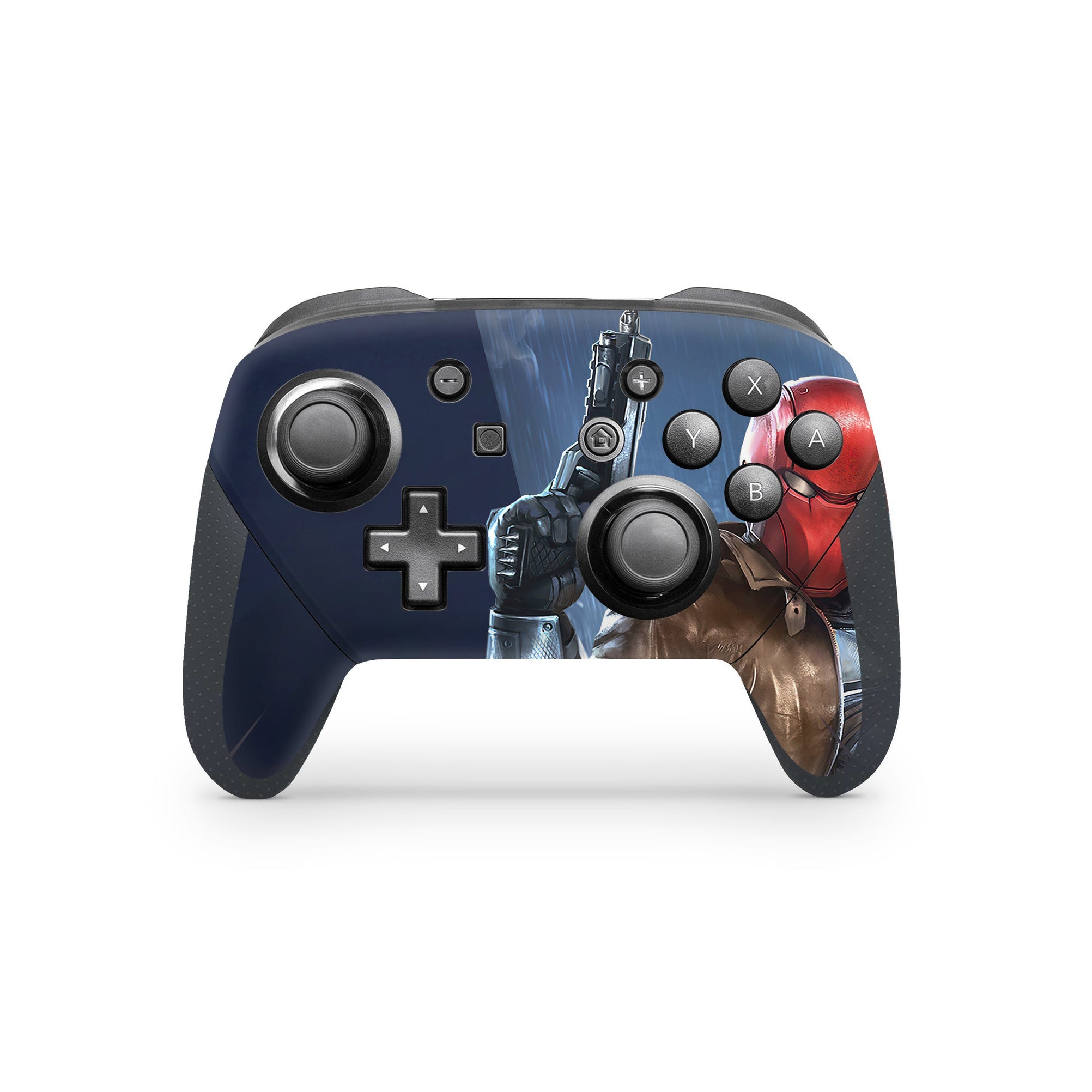 A video game skin featuring a Vigilante Enforcer 3 design for the Nintendo Switch Pro Controller.