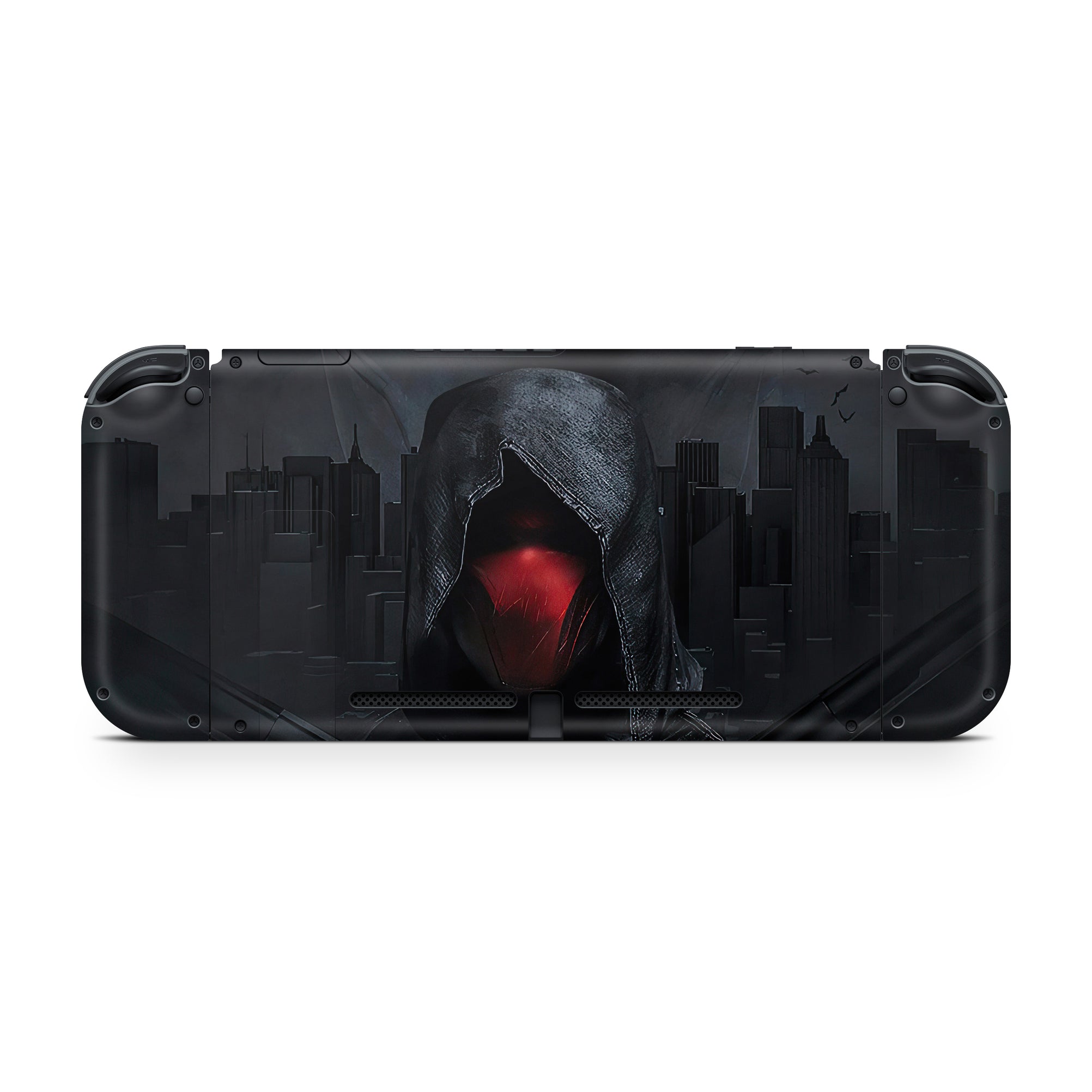 A video game skin featuring a Vigilante Enforcer 5 design for the Nintendo Switch OLED.