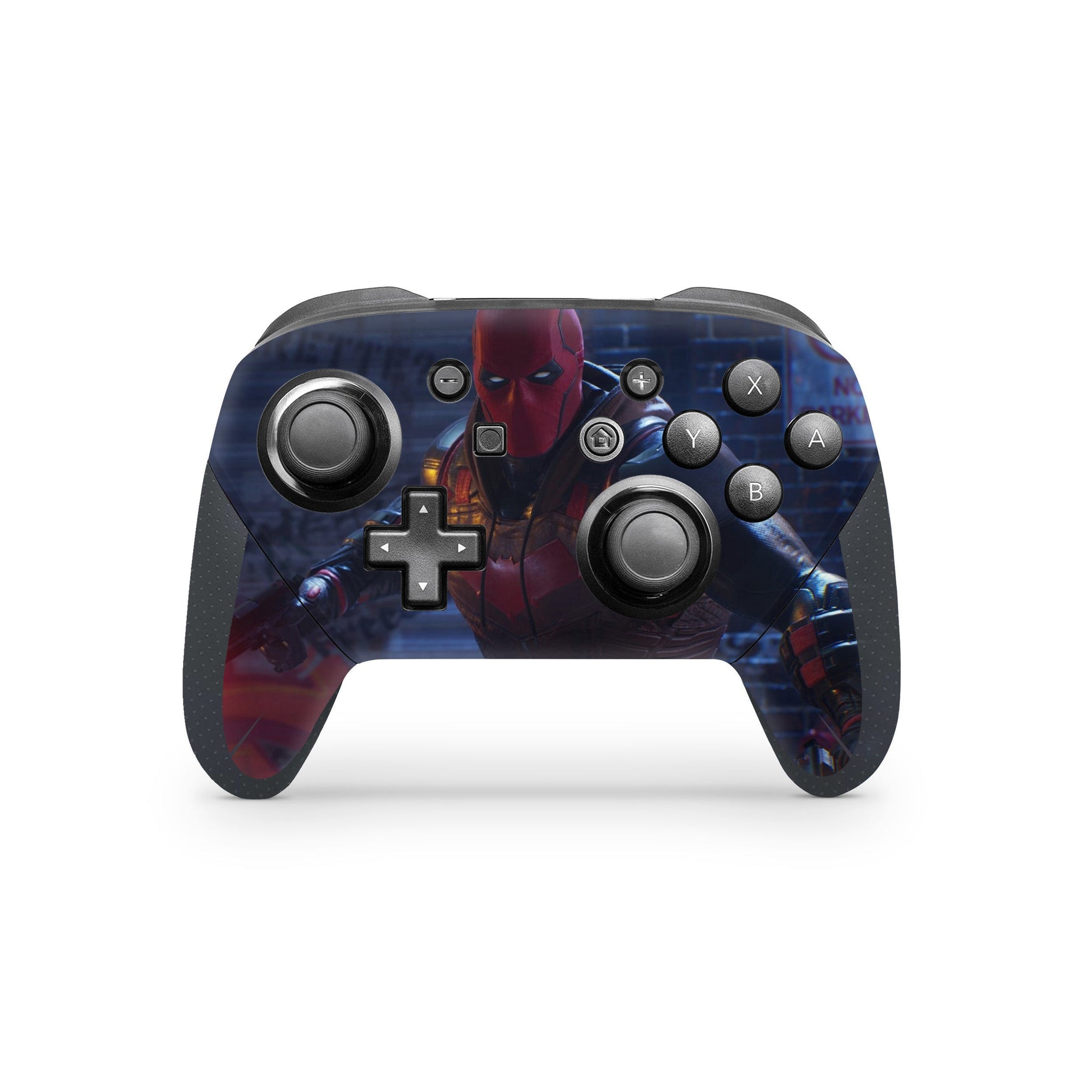 A video game skin featuring a Vigilante Enforcer 6 design for the Nintendo Switch Pro Controller.