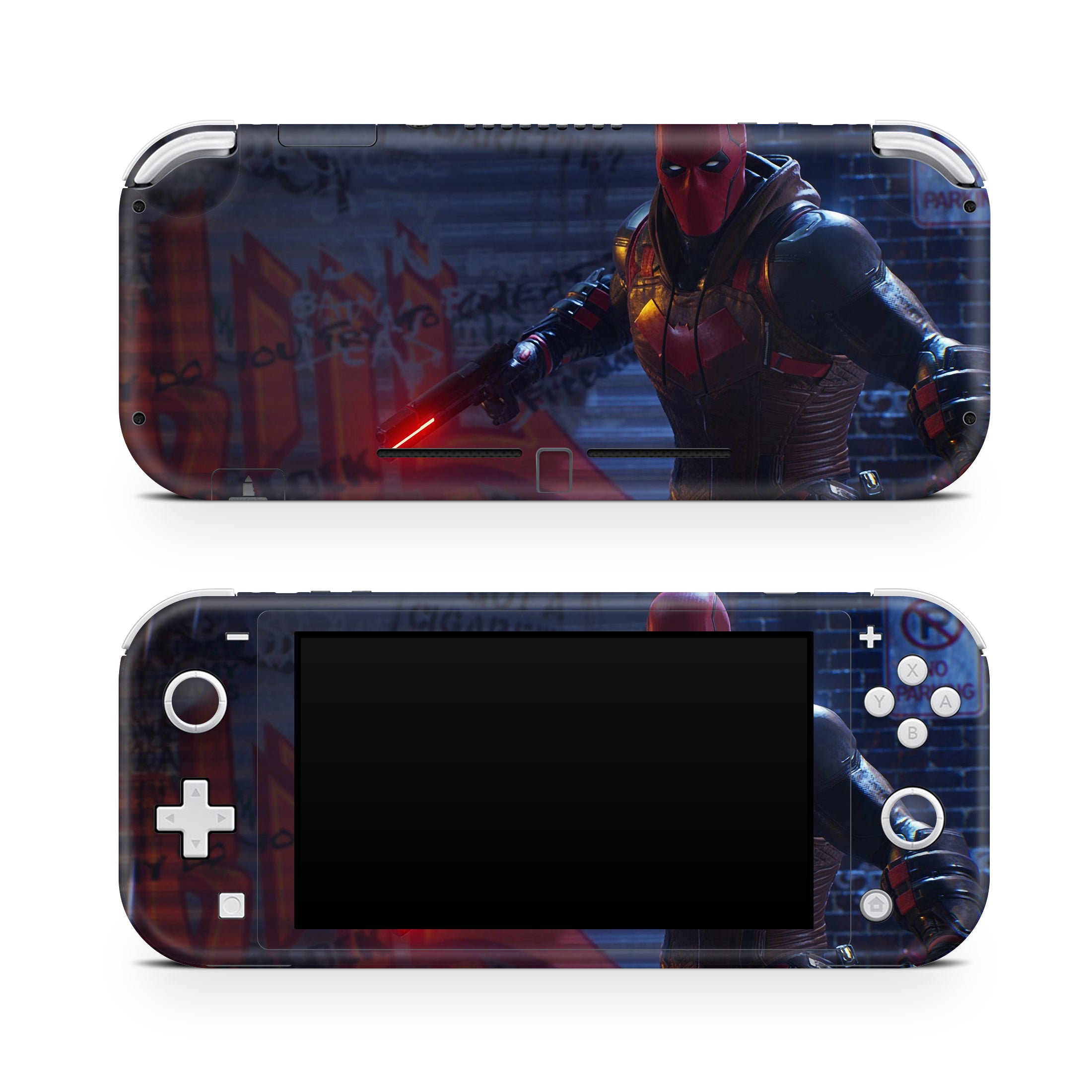 A video game skin featuring a Vigilante Enforcer 6 design for the Nintendo Switch Lite.