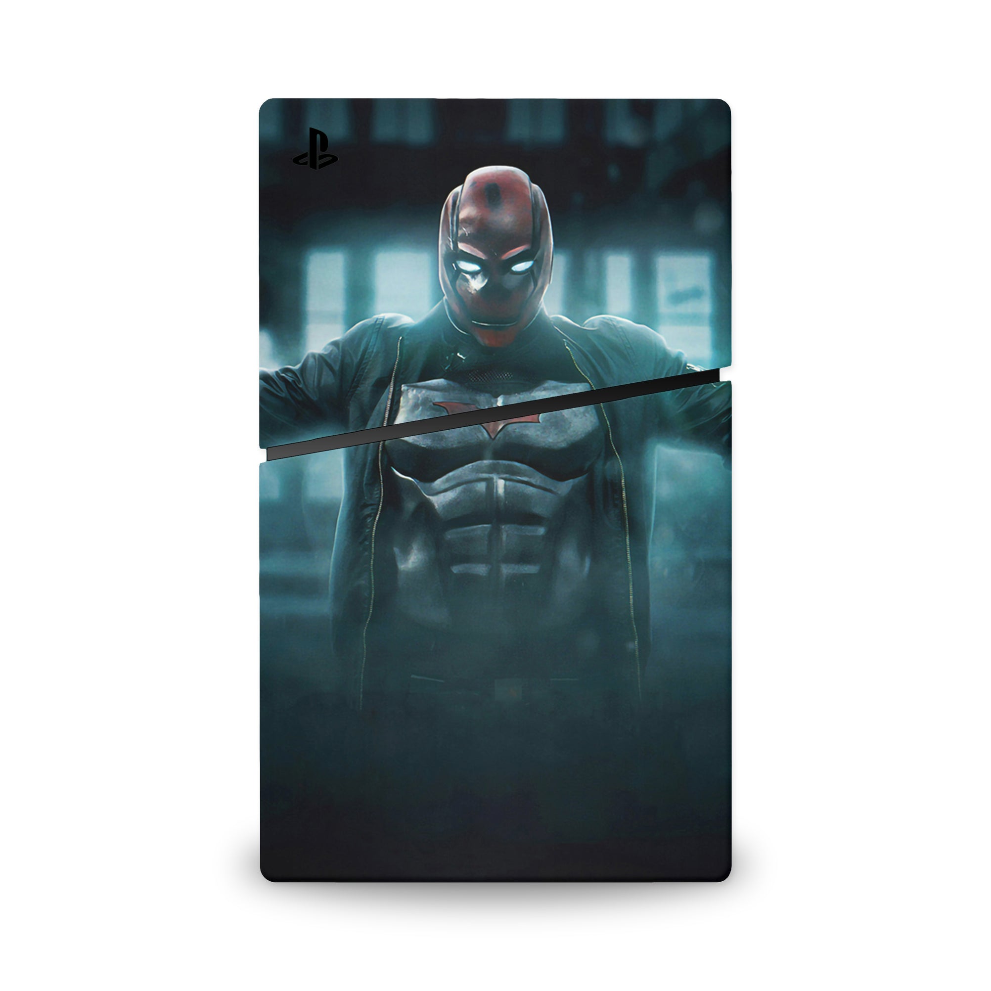 A video game skin featuring a Vigilante Enforcer 7 design for the PS5 Slim.