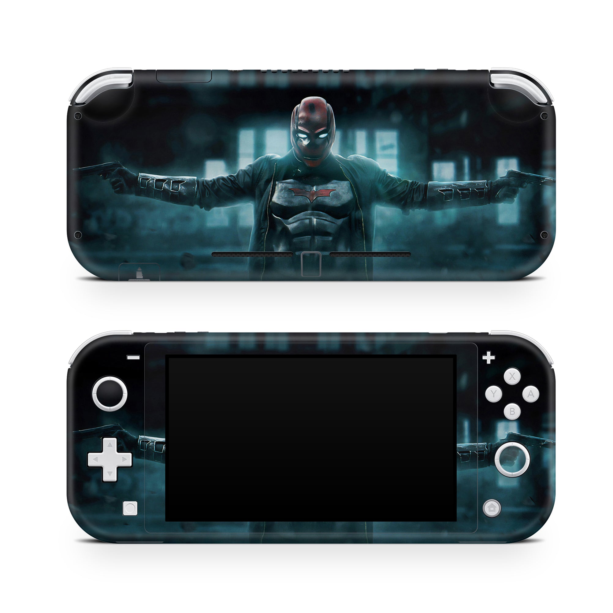 A video game skin featuring a Vigilante Enforcer 7 design for the Nintendo Switch Lite.