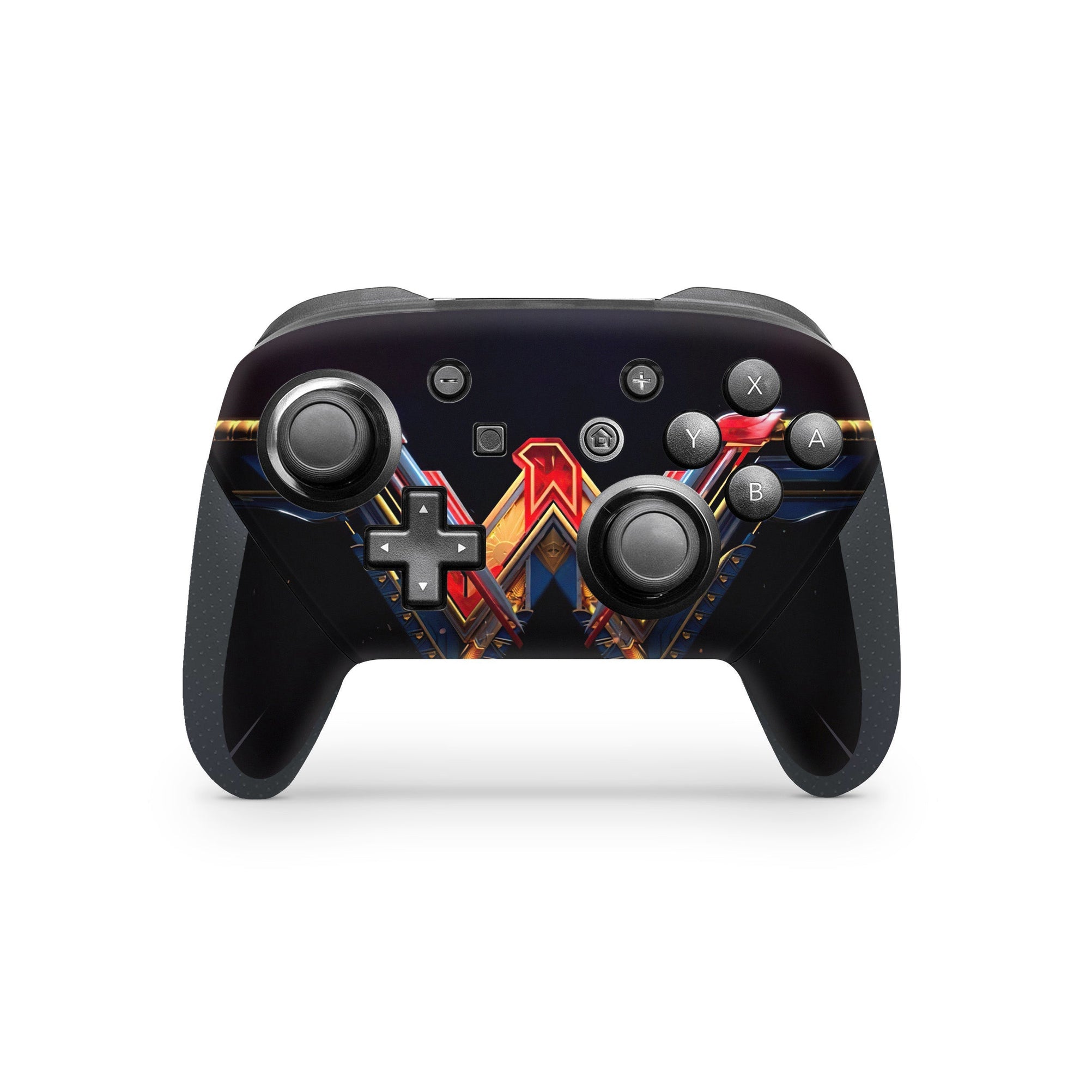 A video game skin featuring a Amazonian Warrior 5 design for the Nintendo Switch Pro Controller.