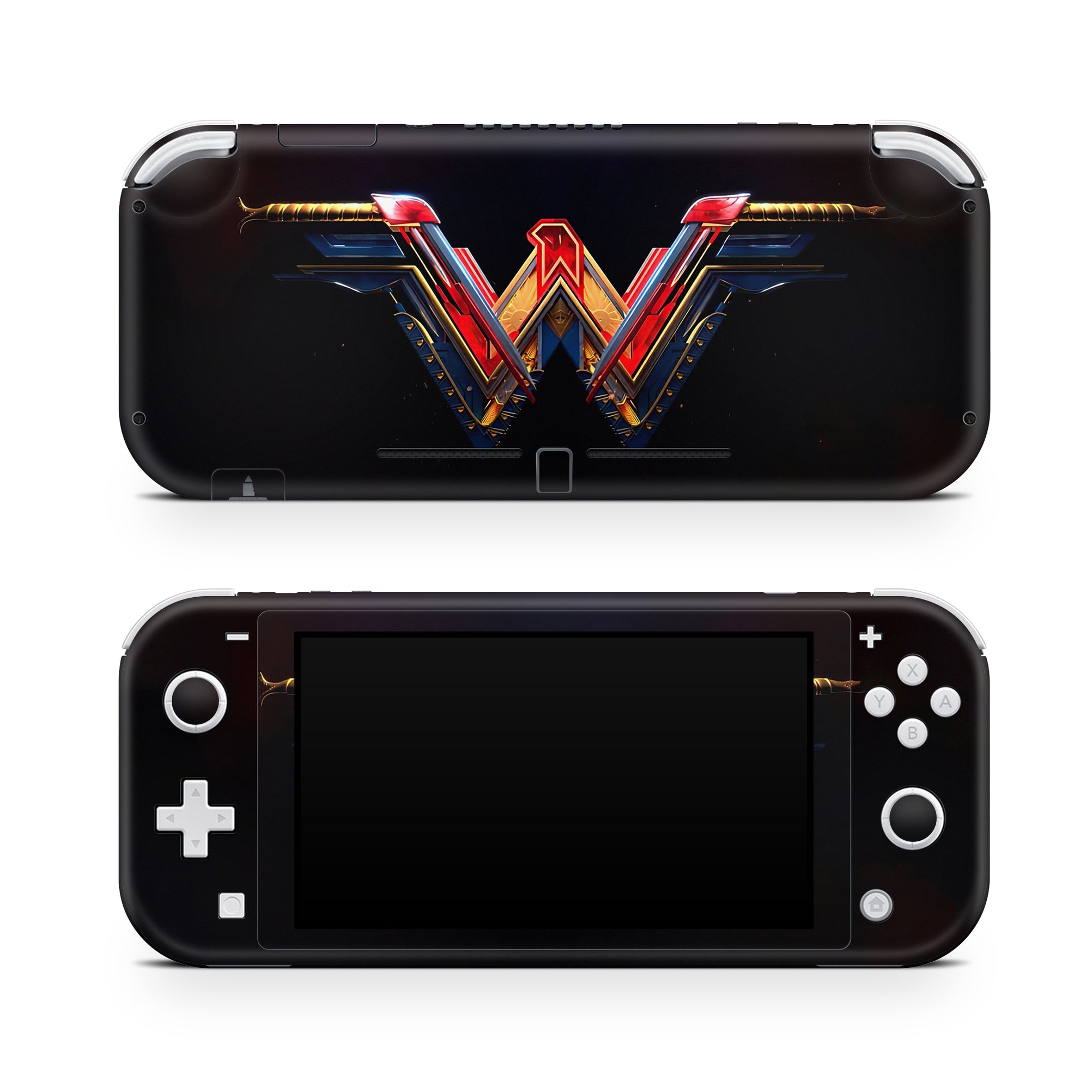 A video game skin featuring a Amazonian Warrior 5 design for the Nintendo Switch Lite.