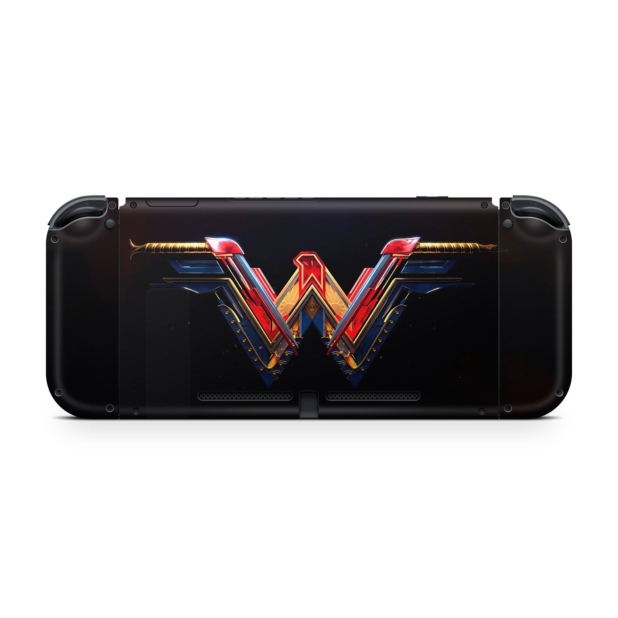 A video game skin featuring a Amazonian Warrior 5 design for the Nintendo Switch OLED.