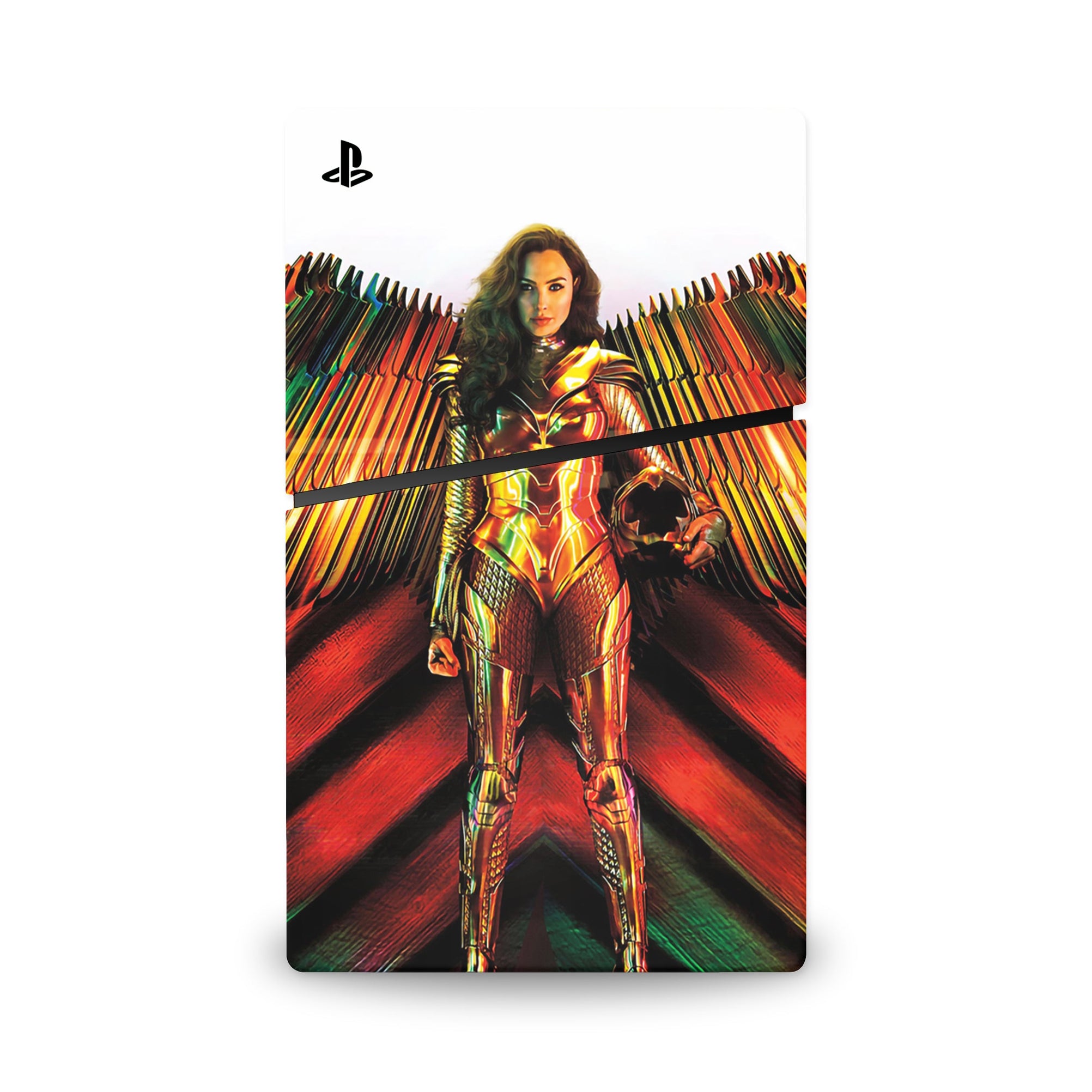 A video game skin featuring a Amazonian Warrior 6 design for the PS5 Slim Digital.