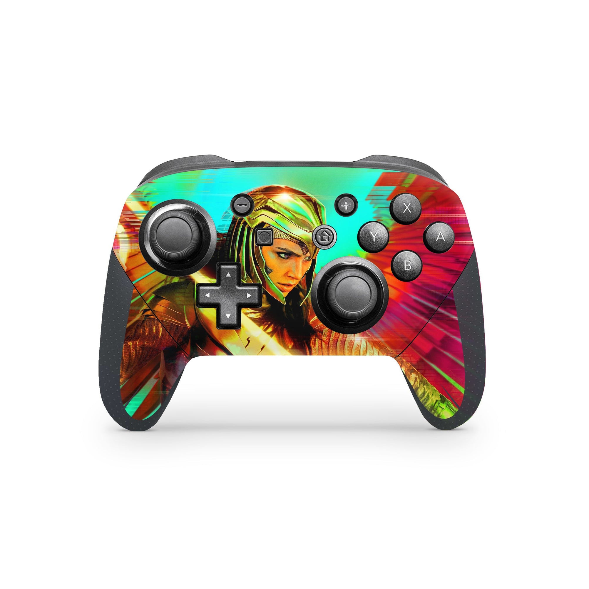 A video game skin featuring a Amazonian Warrior 7 design for the Nintendo Switch Pro Controller.