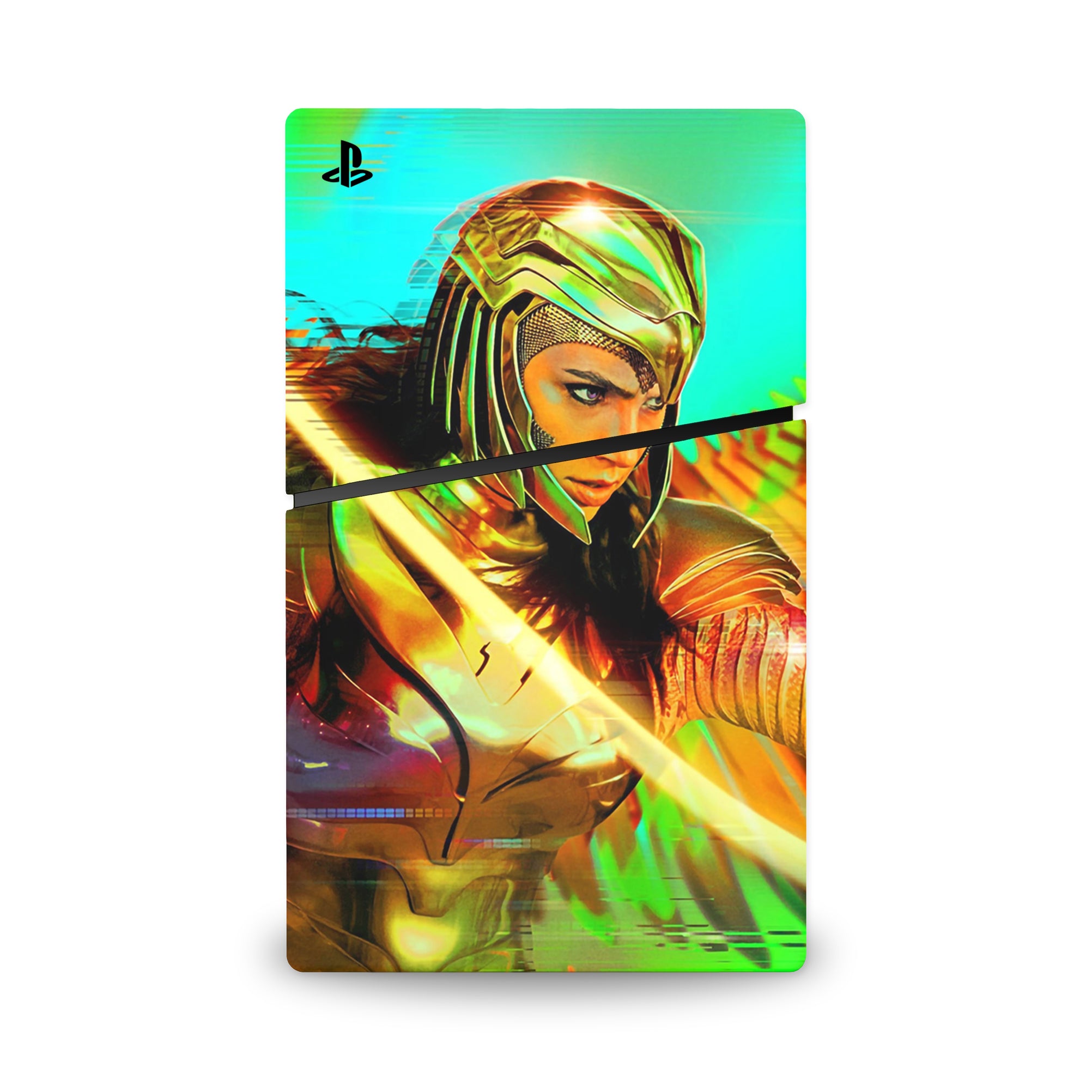 A video game skin featuring a Amazonian Warrior 7 design for the PS5 Digital Slim.