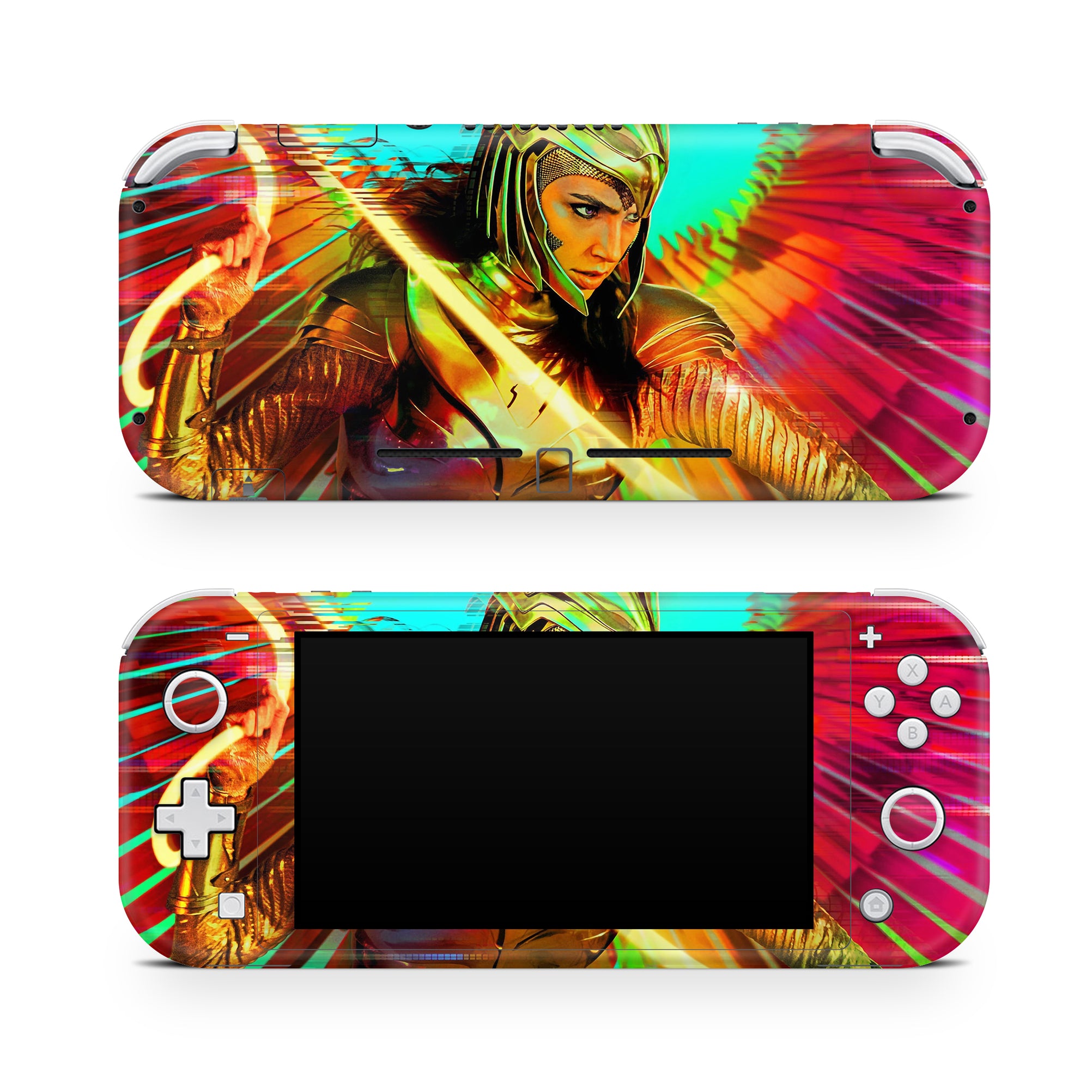 A video game skin featuring a Amazonian Warrior 7 design for the Nintendo Switch Lite.