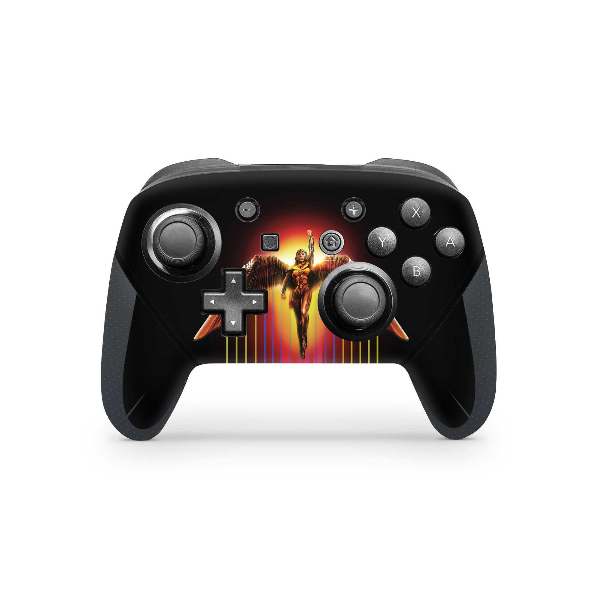 A video game skin featuring a Amazonian Warrior 9 design for the Nintendo Switch Pro Controller.