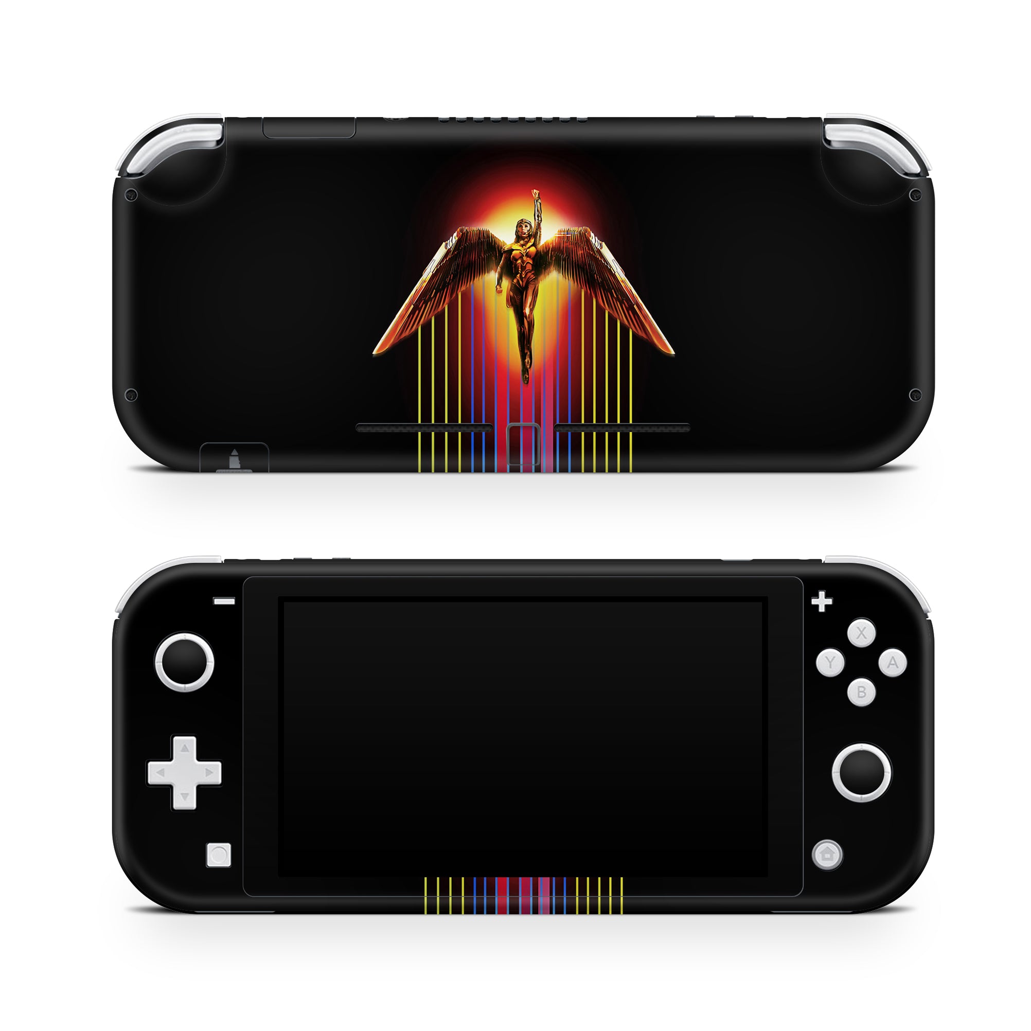 A video game skin featuring a Amazonian Warrior 9 design for the Nintendo Switch Lite.