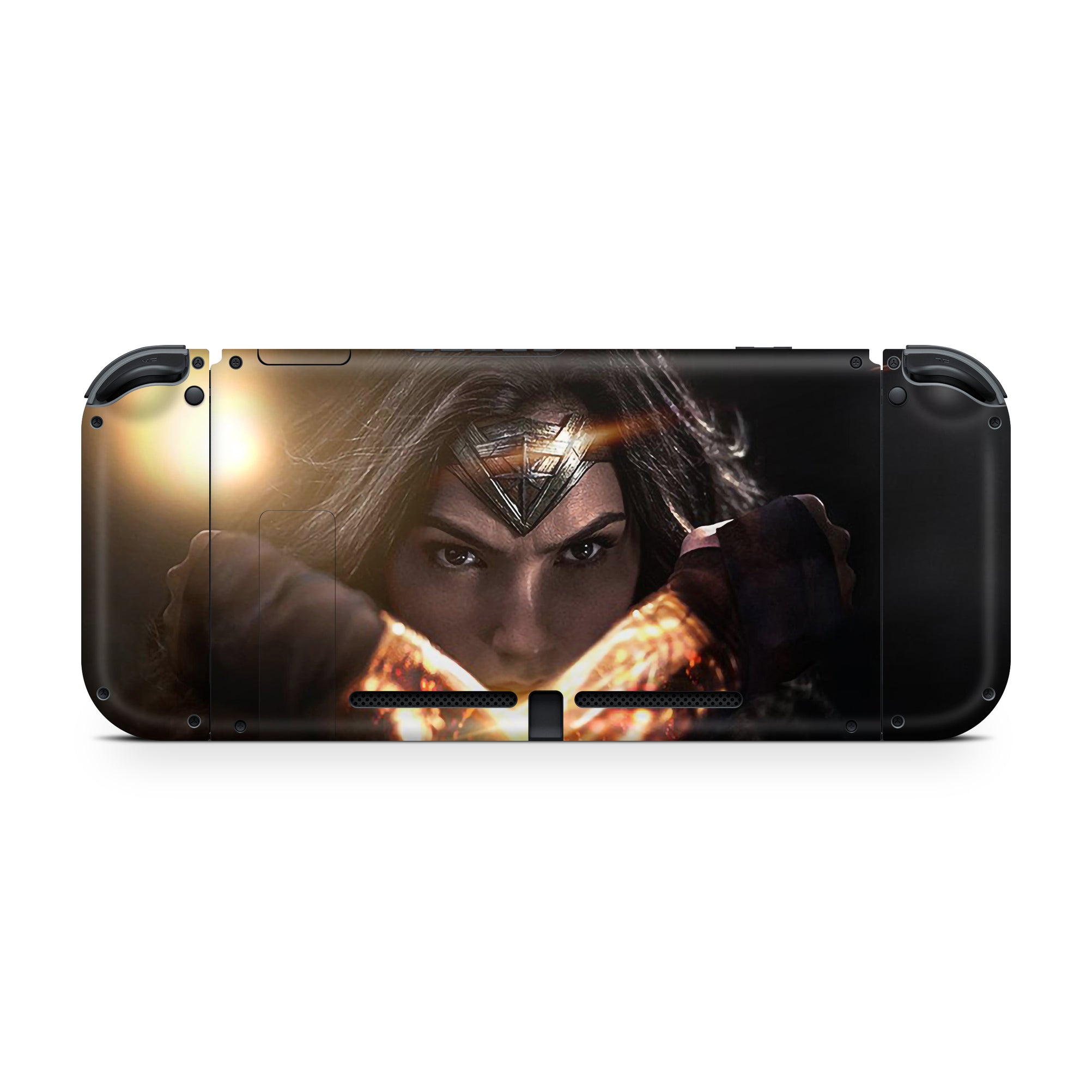 A video game skin featuring a Amazonian Warrior 14 design for the Nintendo Switch OLED.