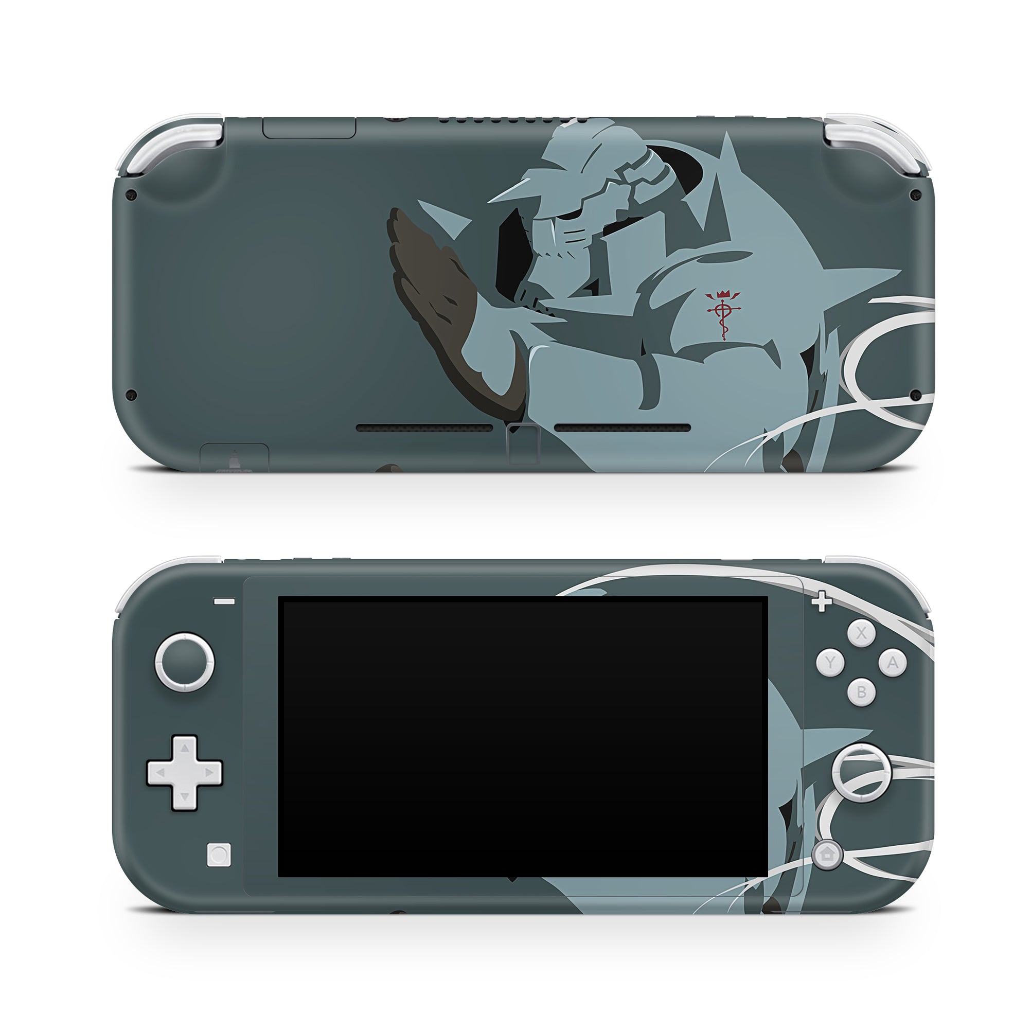 A video game skin featuring a Armored Alchemist 2 design for the Nintendo Switch Lite.