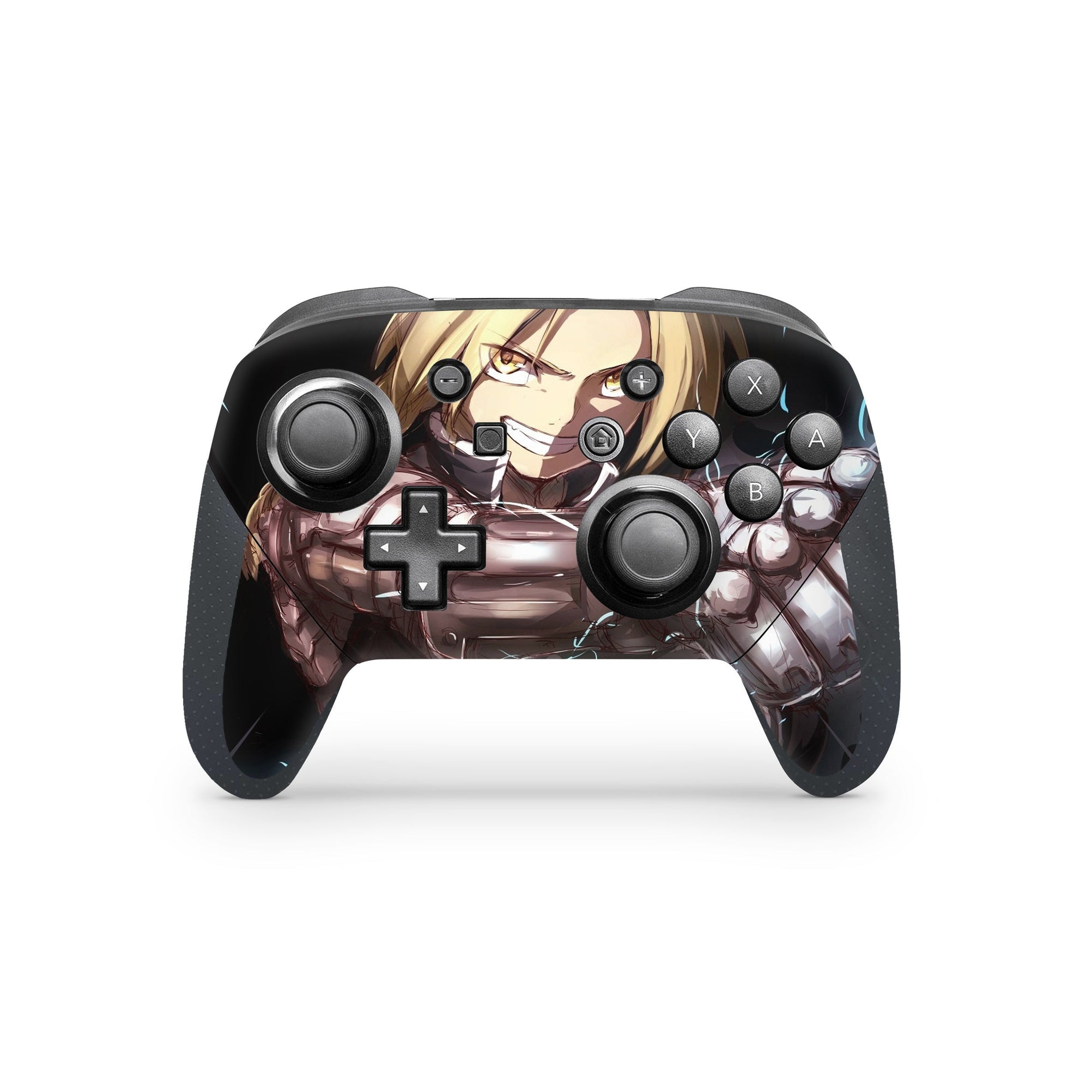 A video game skin featuring a Alchemical Warrior 1 design for the Nintendo Switch Pro Controller.