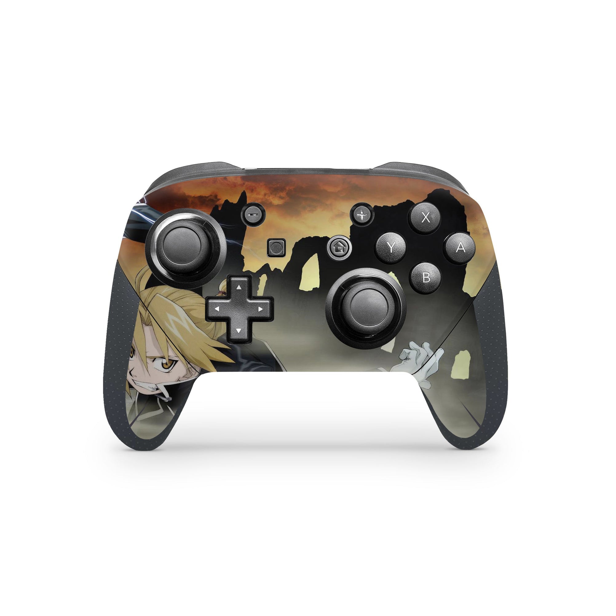 A video game skin featuring a Alchemical Warrior 2 design for the Nintendo Switch Pro Controller.