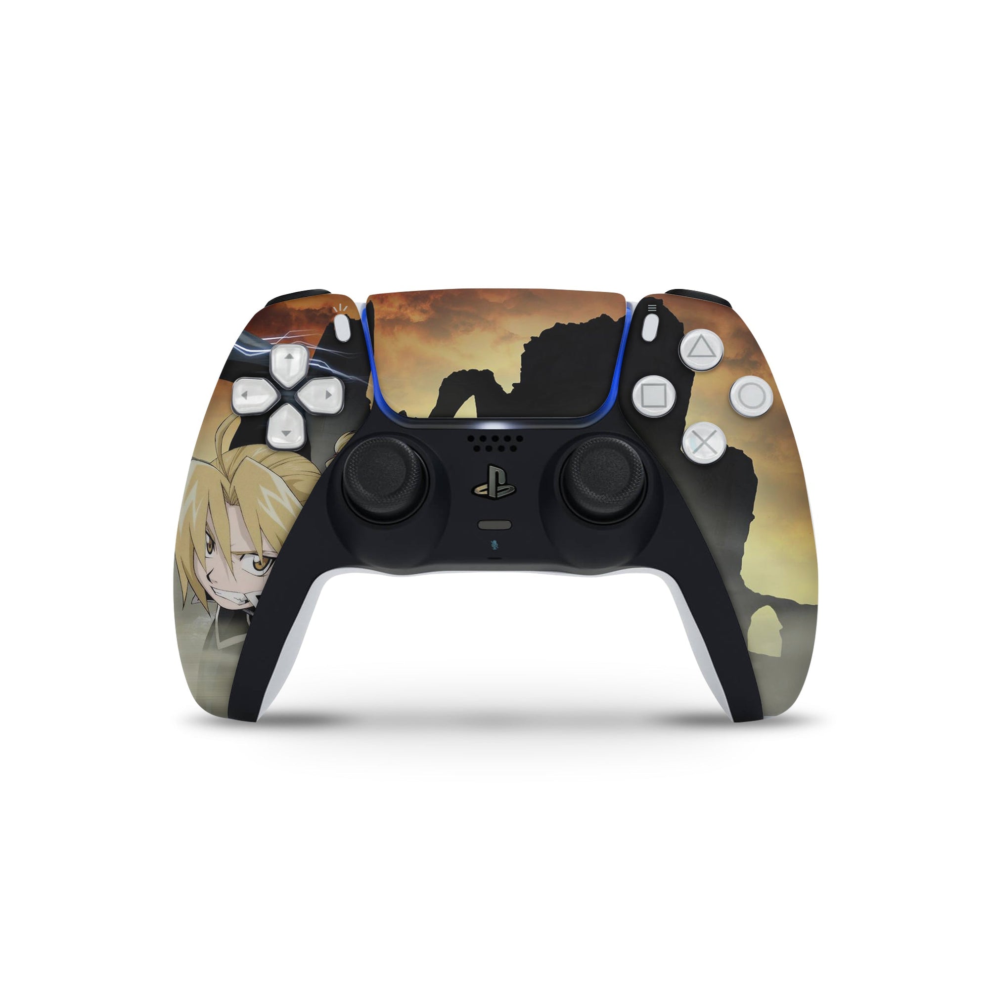 A video game skin featuring a Alchemical Warrior 2 design for the PS5 Controller.