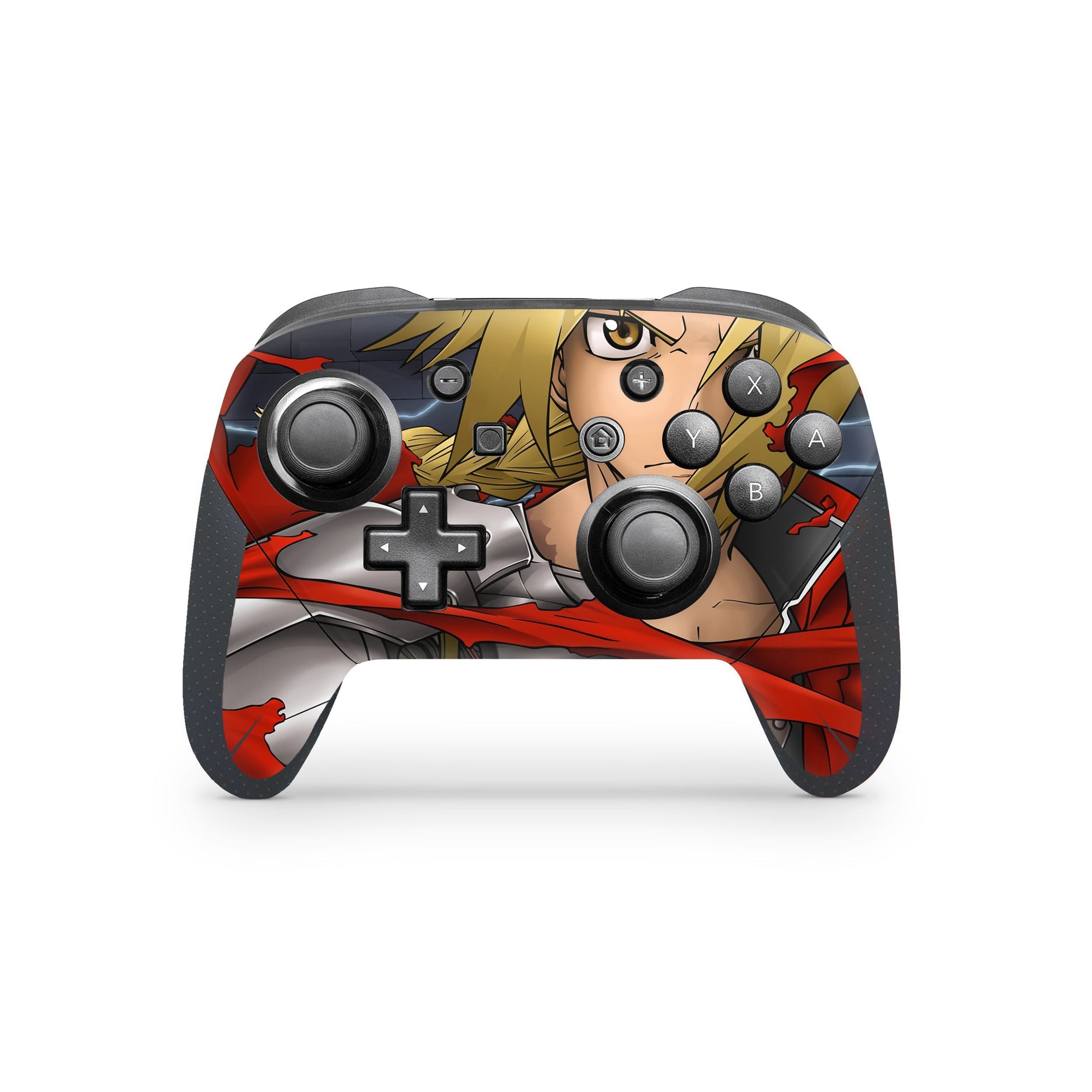 A video game skin featuring a Alchemical Warrior 3 design for the Nintendo Switch Pro Controller.