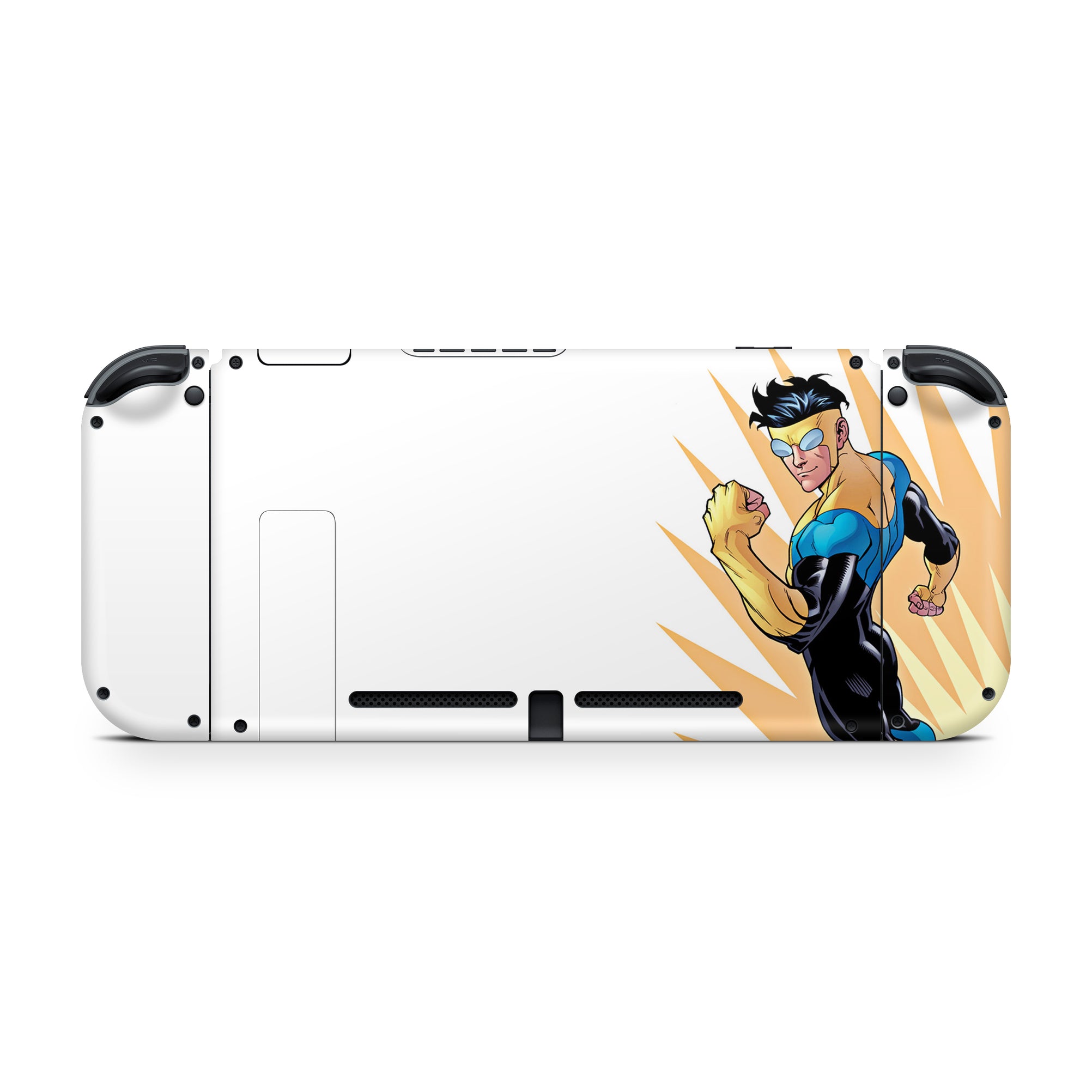 A video game skin featuring a Teen Hero 2 design for the Nintendo Switch OLED.