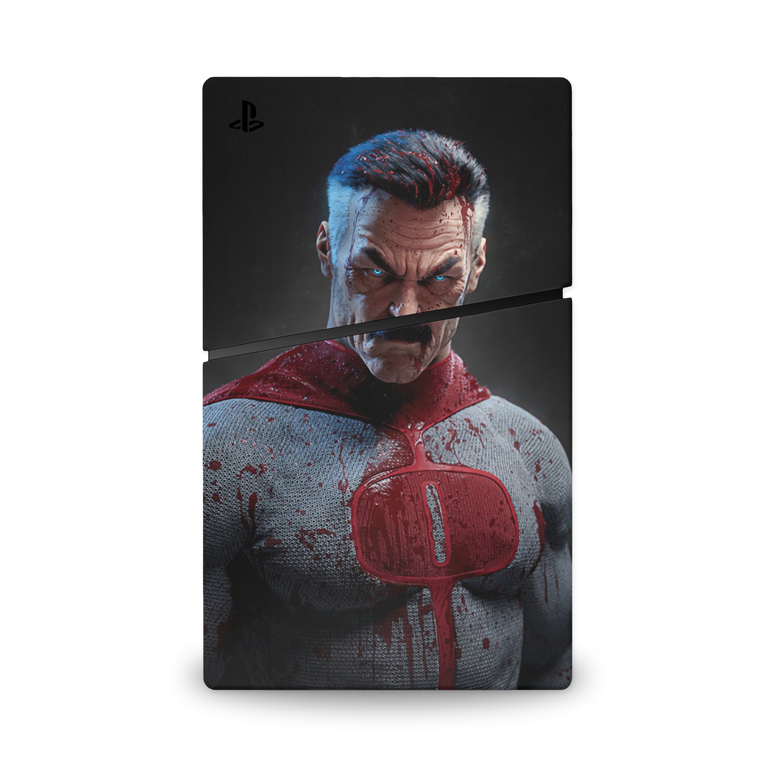 A video game skin featuring a Interstellar Warrior 1 design for the PS5 Slim Digital.