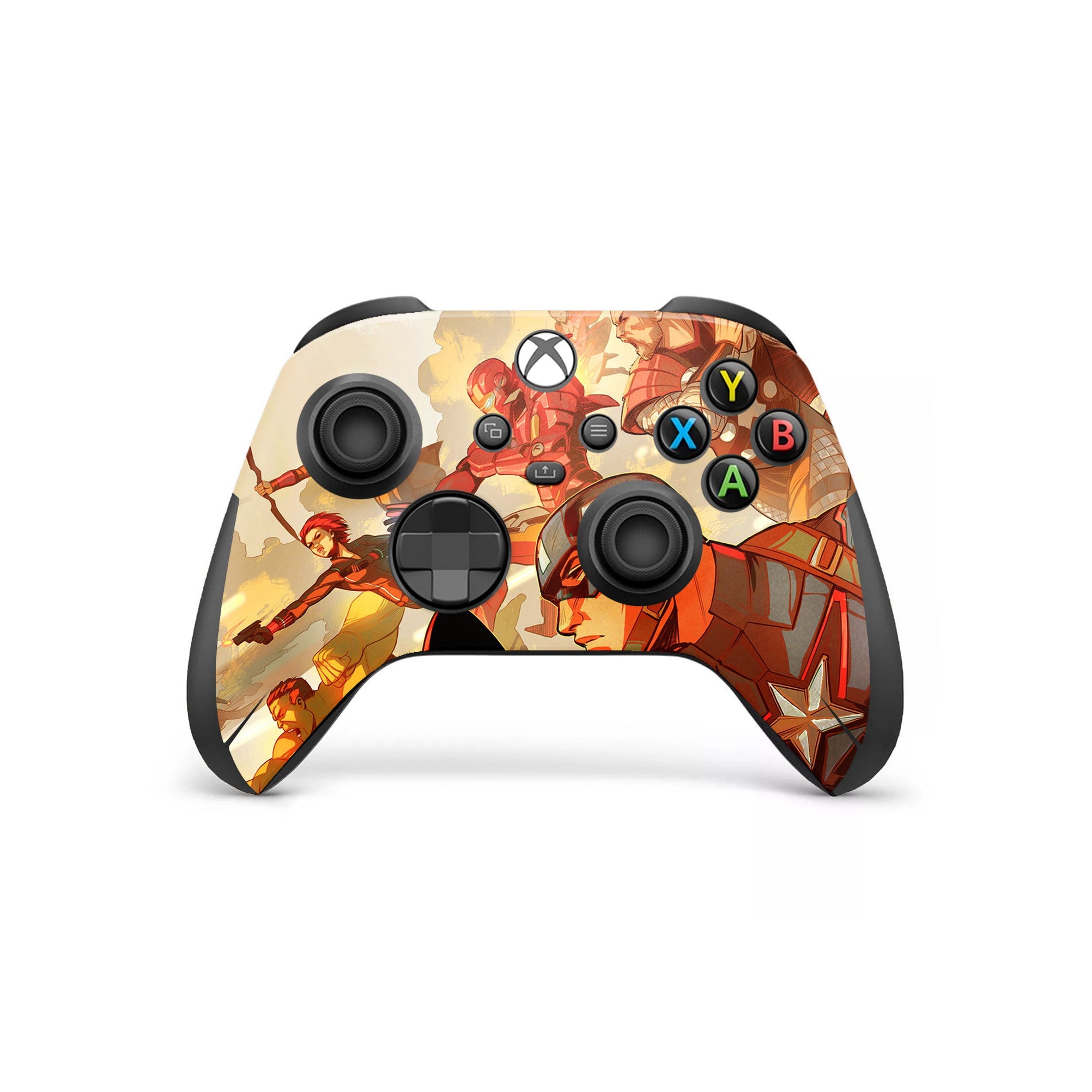 A video game skin featuring a Earth's Mightiest Heroes 3 design for the Xbox Series Wireless Controller.