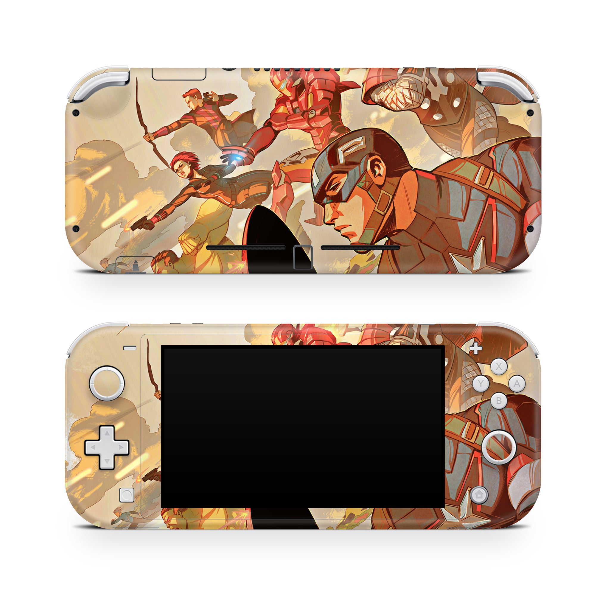 A video game skin featuring a Earth's Mightiest Heroes 3 design for the Nintendo Switch Lite.