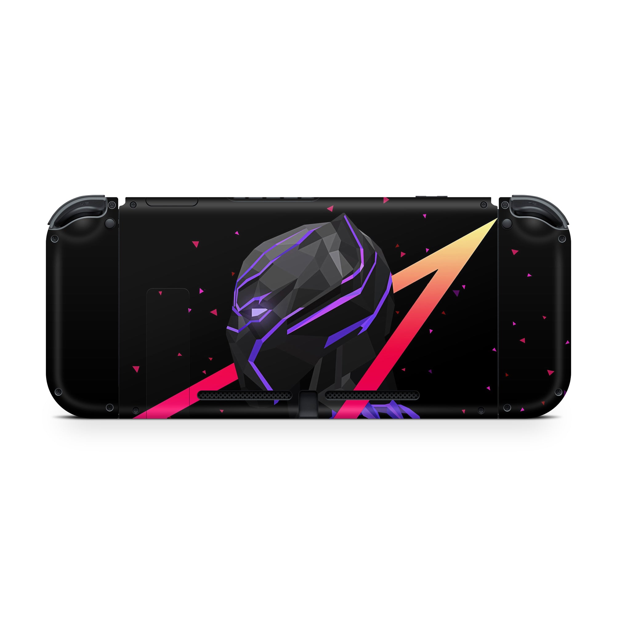 A video game skin featuring a Panther Sovereign King 13 design for the Nintendo Switch OLED.