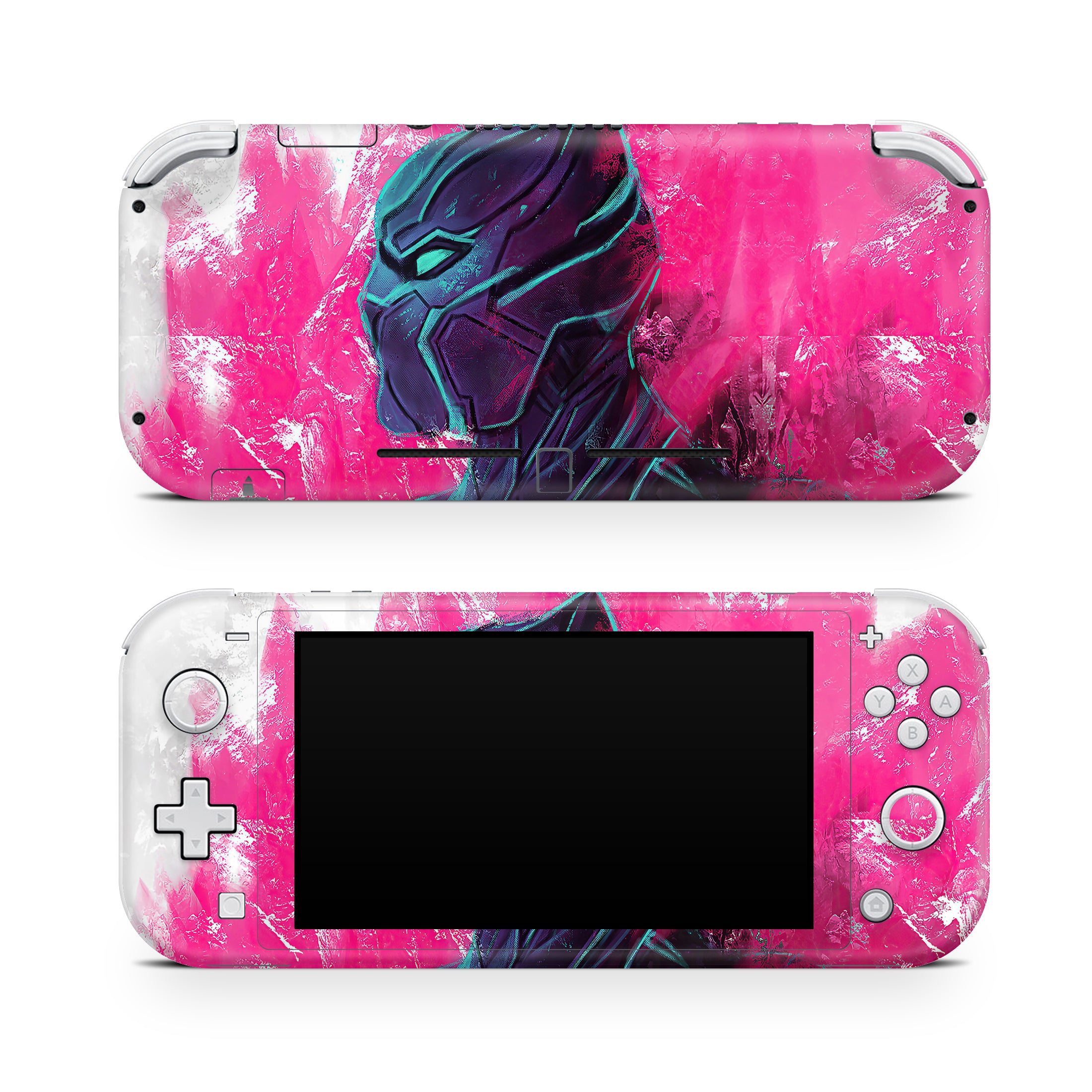 A video game skin featuring a Panther Sovereign King 16 design for the Nintendo Switch Lite.