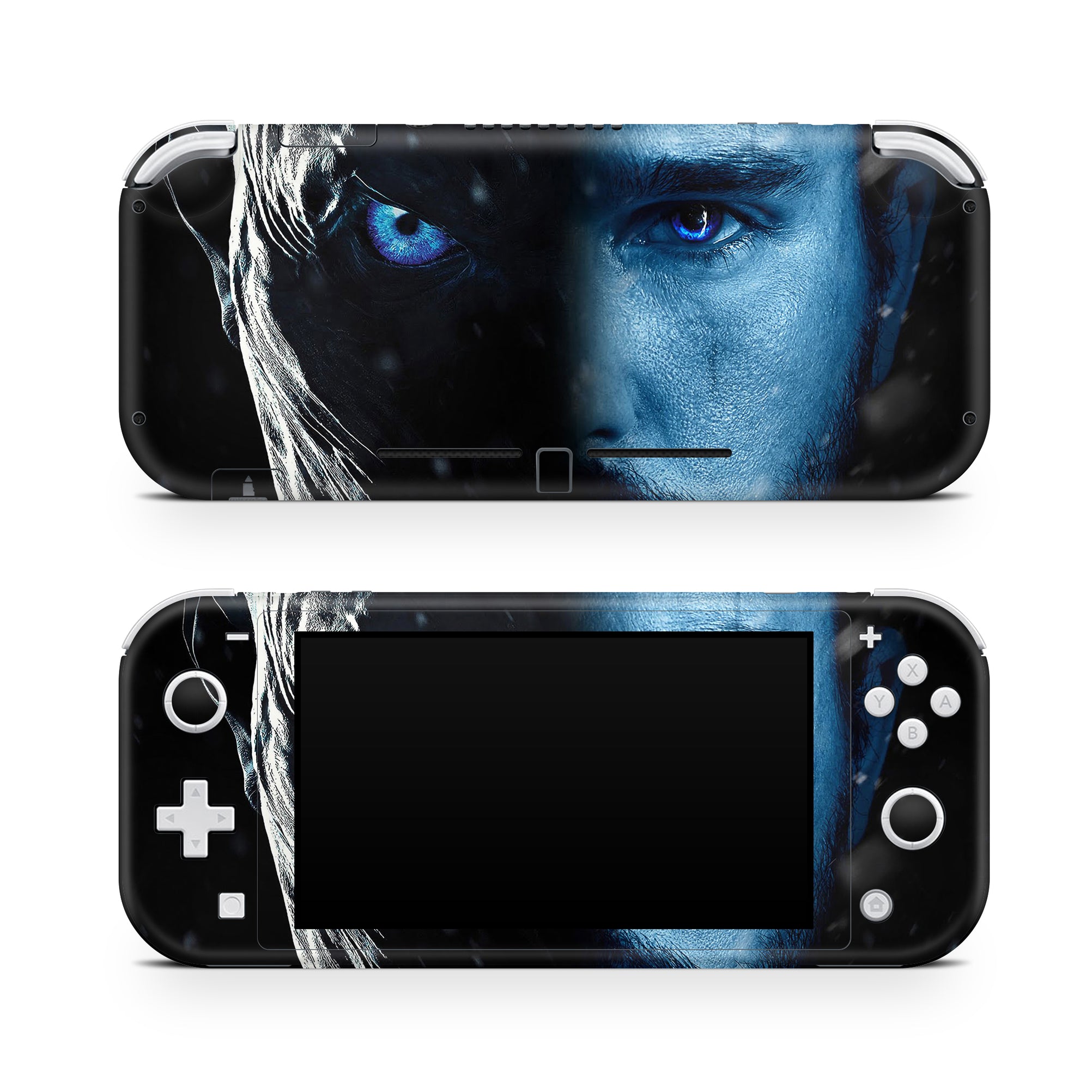 A video game skin featuring a The Winter Watcher 1 design for the Nintendo Switch Lite.