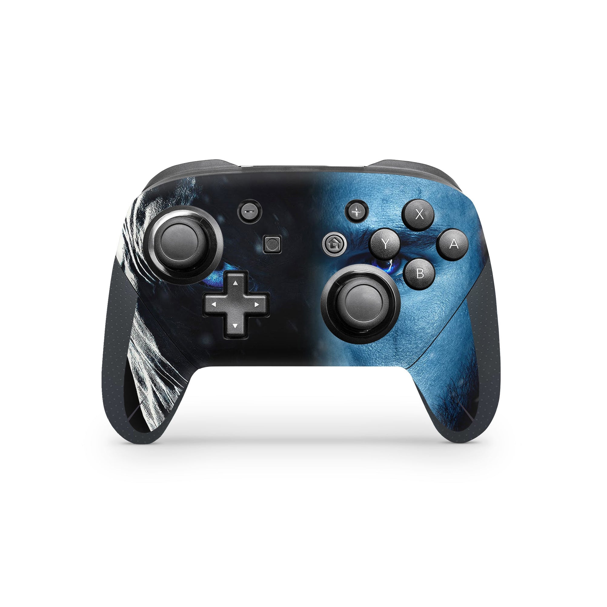 A video game skin featuring a The Winter Watcher 1 design for the Nintendo Switch Pro Controller.