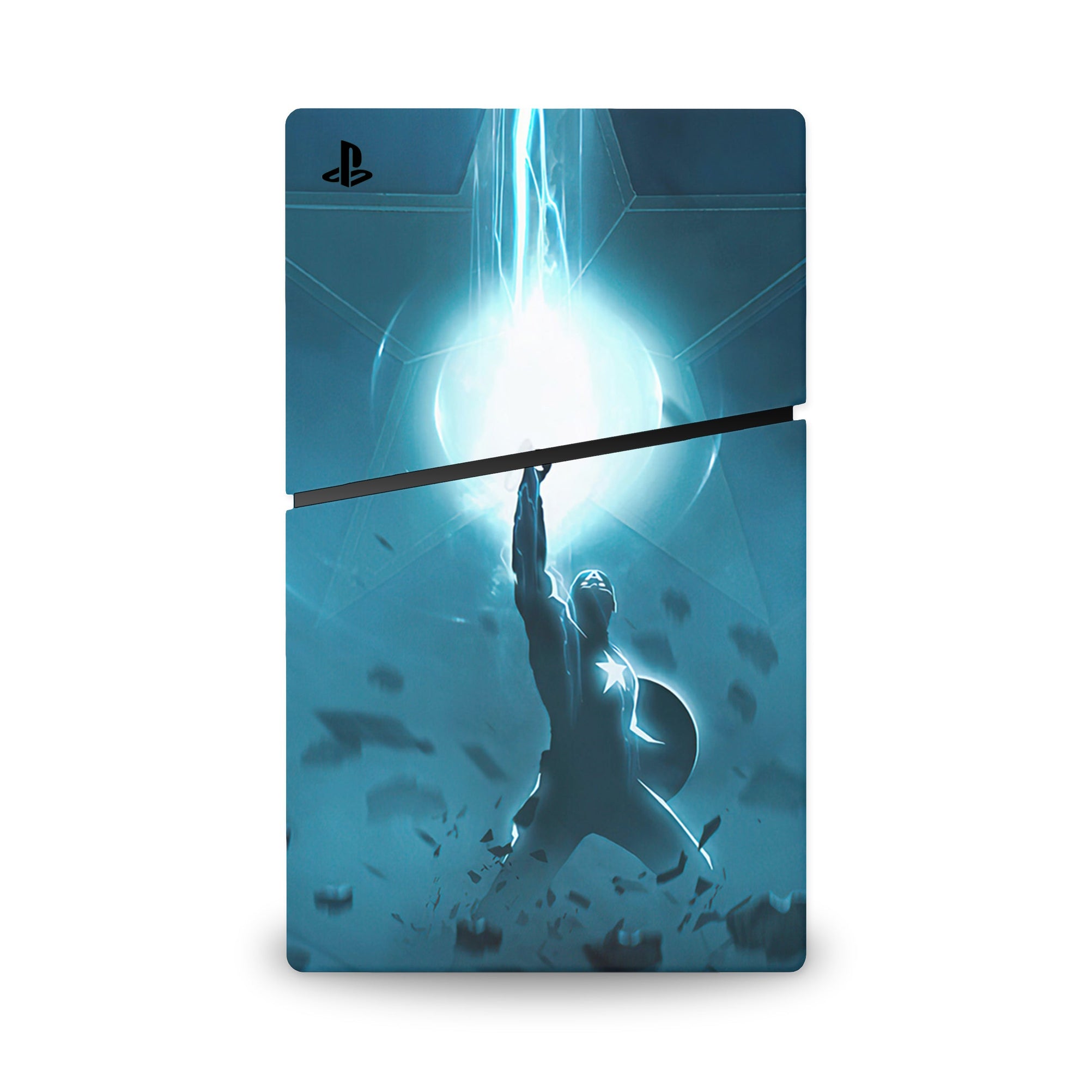 A video game skin featuring a Shield Bearer 13 design for the PS5 Slim.