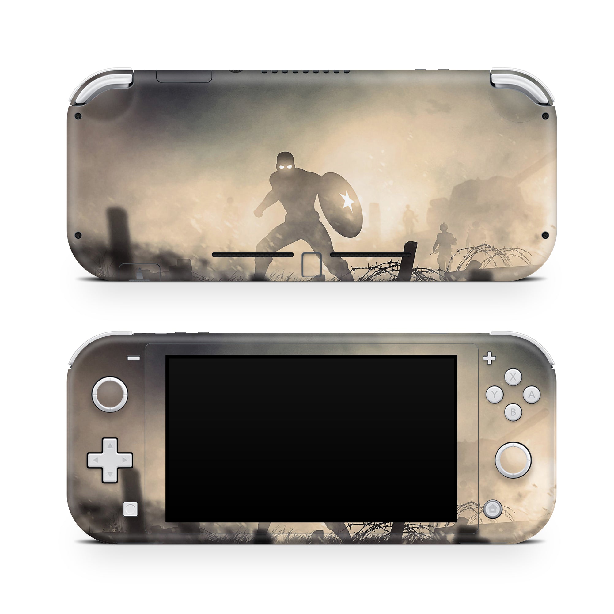 A video game skin featuring a Shield Bearer 15 design for the Nintendo Switch Lite.