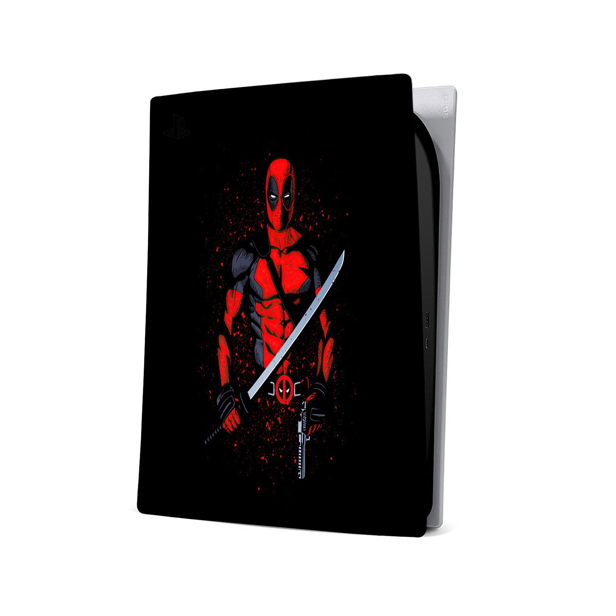 A video game skin featuring a Wisecracking Mercenary 6 design for the PS5 Digital.