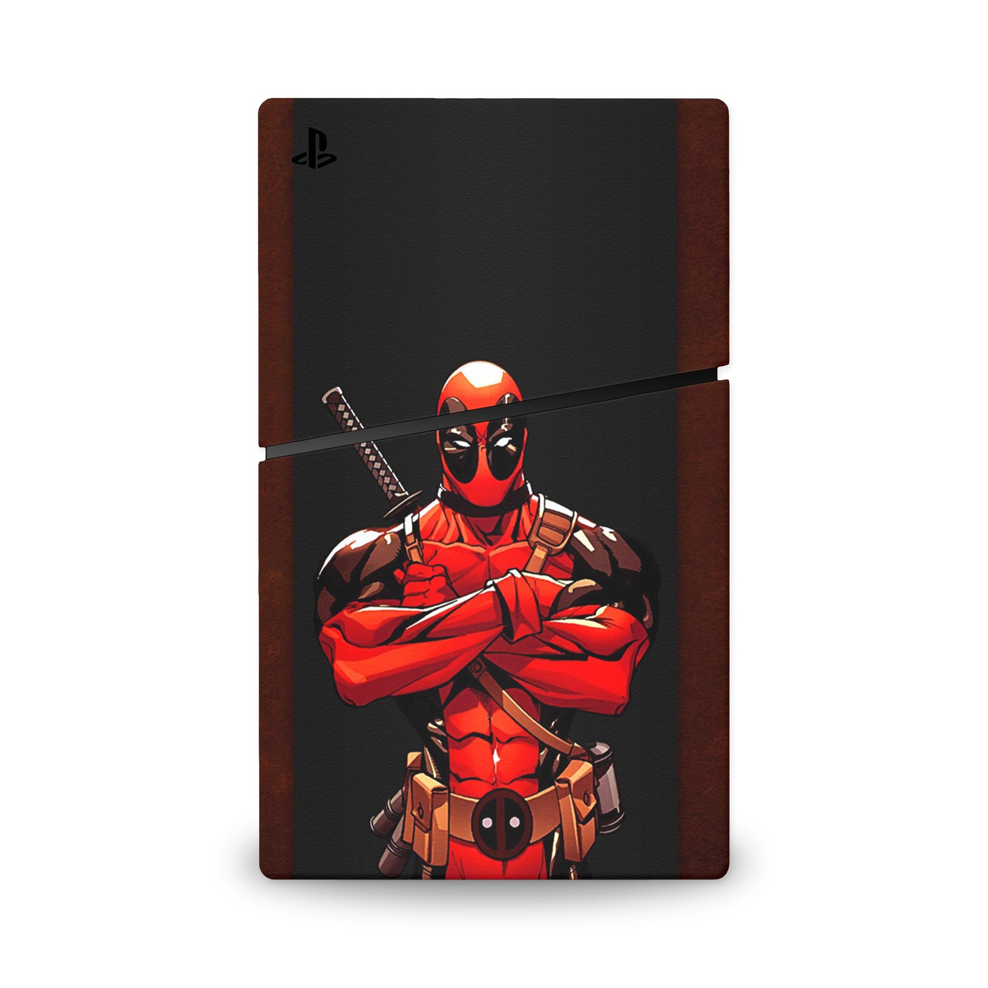 A video game skin featuring a Wisecracking Mercenary 8 design for the PS5 Slim.