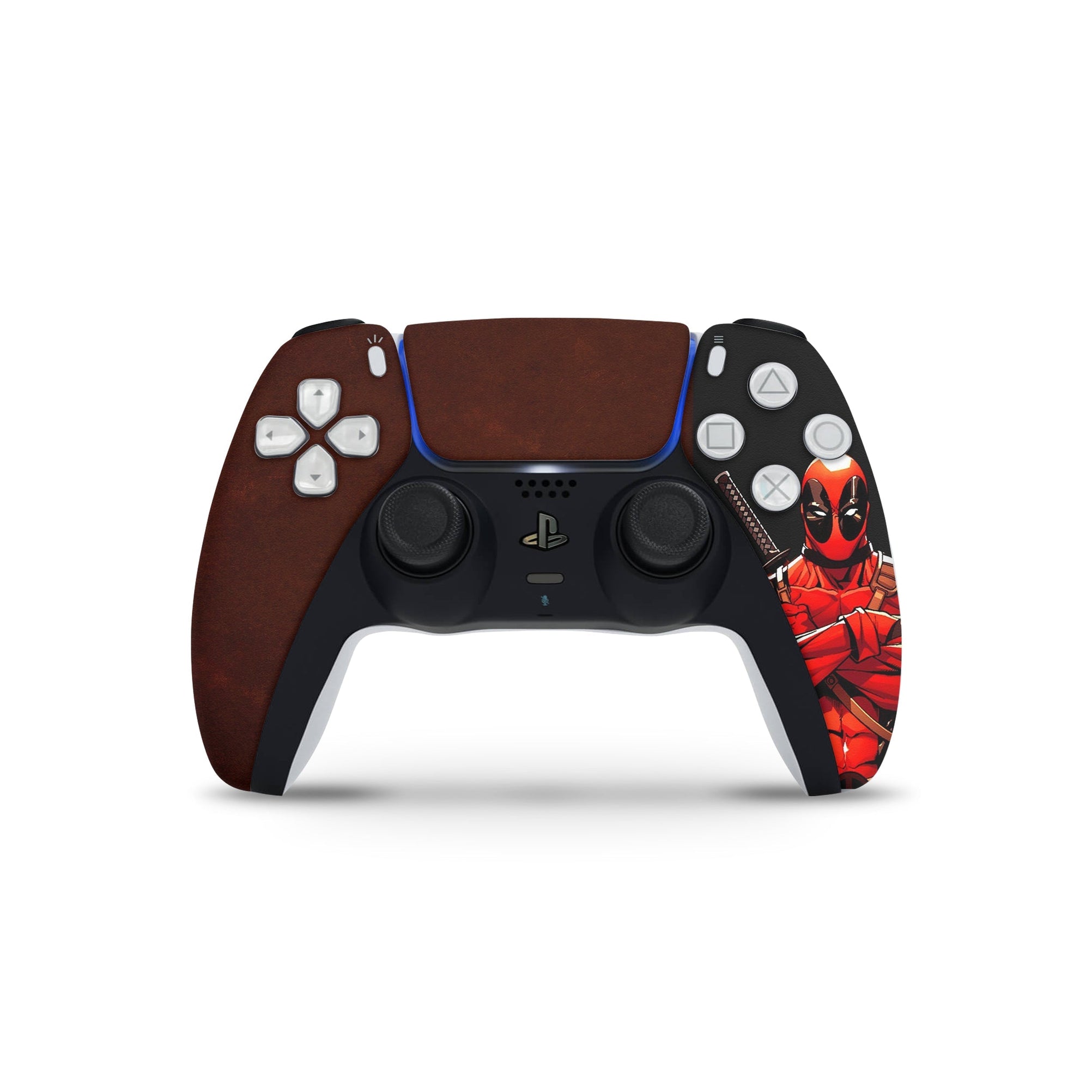 A video game skin featuring a Wisecracking Mercenary 8 design for the PS5 Controller.