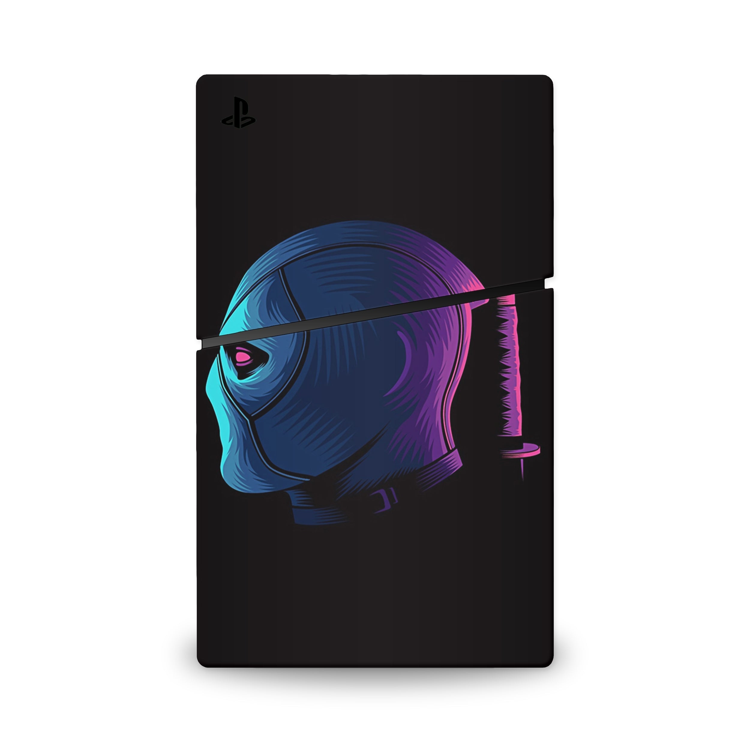 A video game skin featuring a Wisecracking Mercenary 9 design for the PS5 Slim.