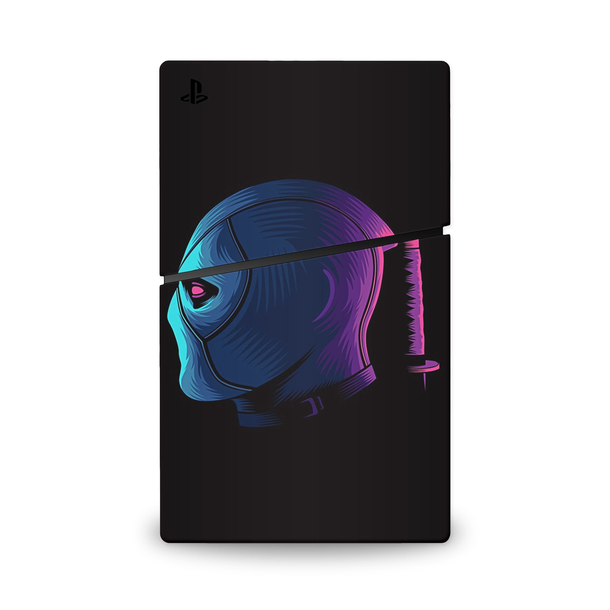 A video game skin featuring a Wisecracking Mercenary 9 design for the PS5 Slim Digital.