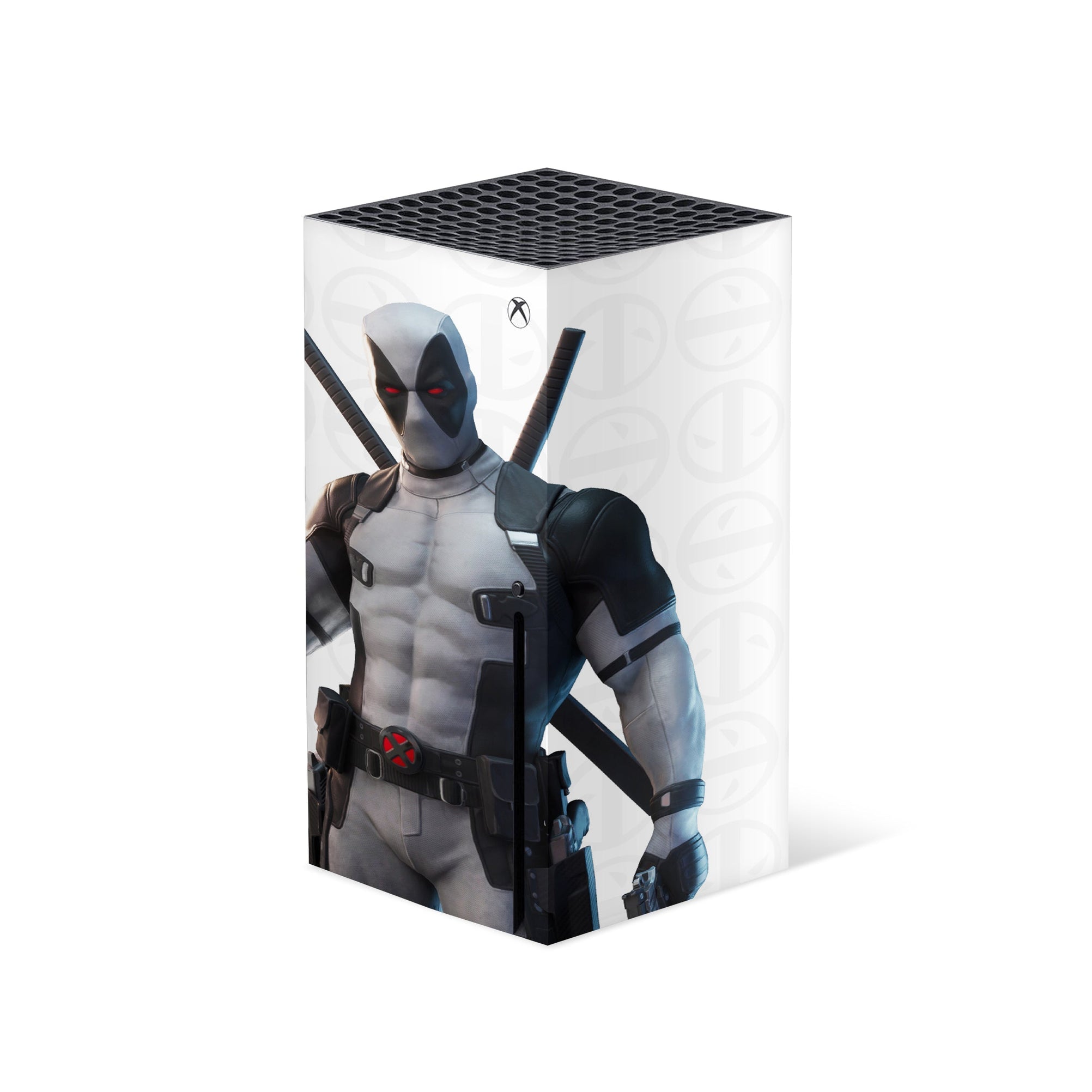 A video game skin featuring a Wisecracking Mercenary 10 design for the Xbox Series X.