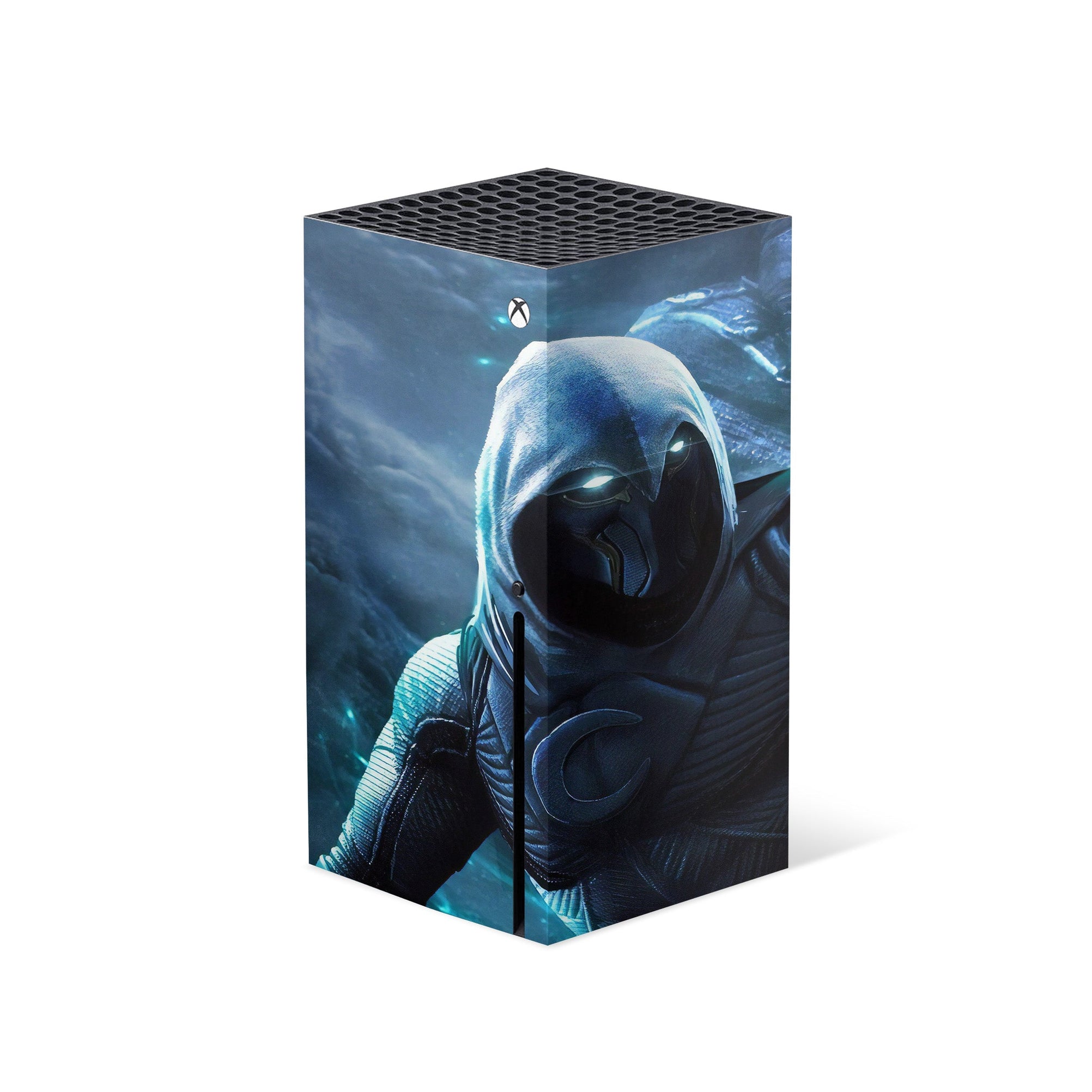 A video game skin featuring a Lunar Vigilante 1 design for the Xbox Series X.