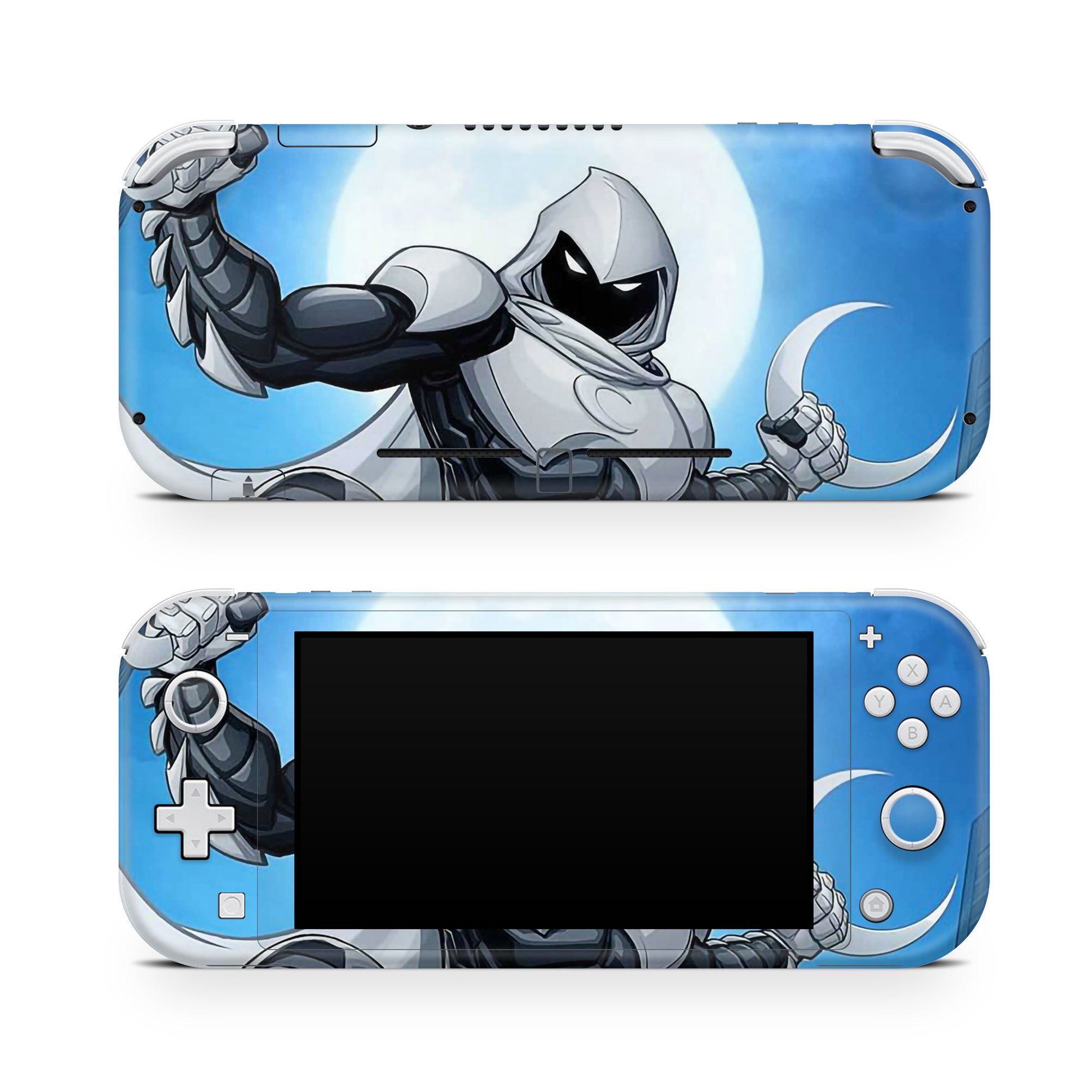 A video game skin featuring a Lunar Vigilante 3 design for the Nintendo Switch Lite.