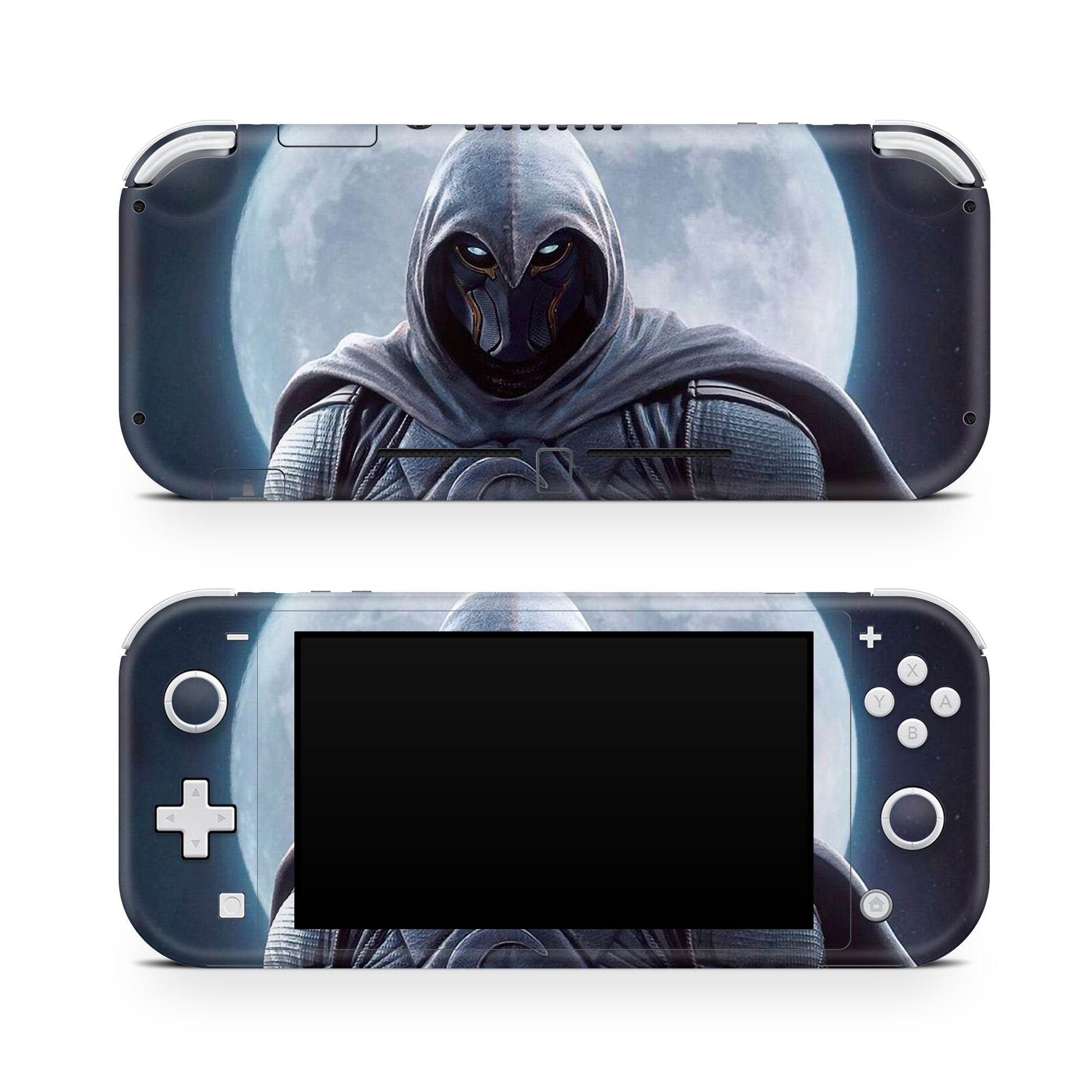 A video game skin featuring a Lunar Vigilante 4 design for the Nintendo Switch Lite.