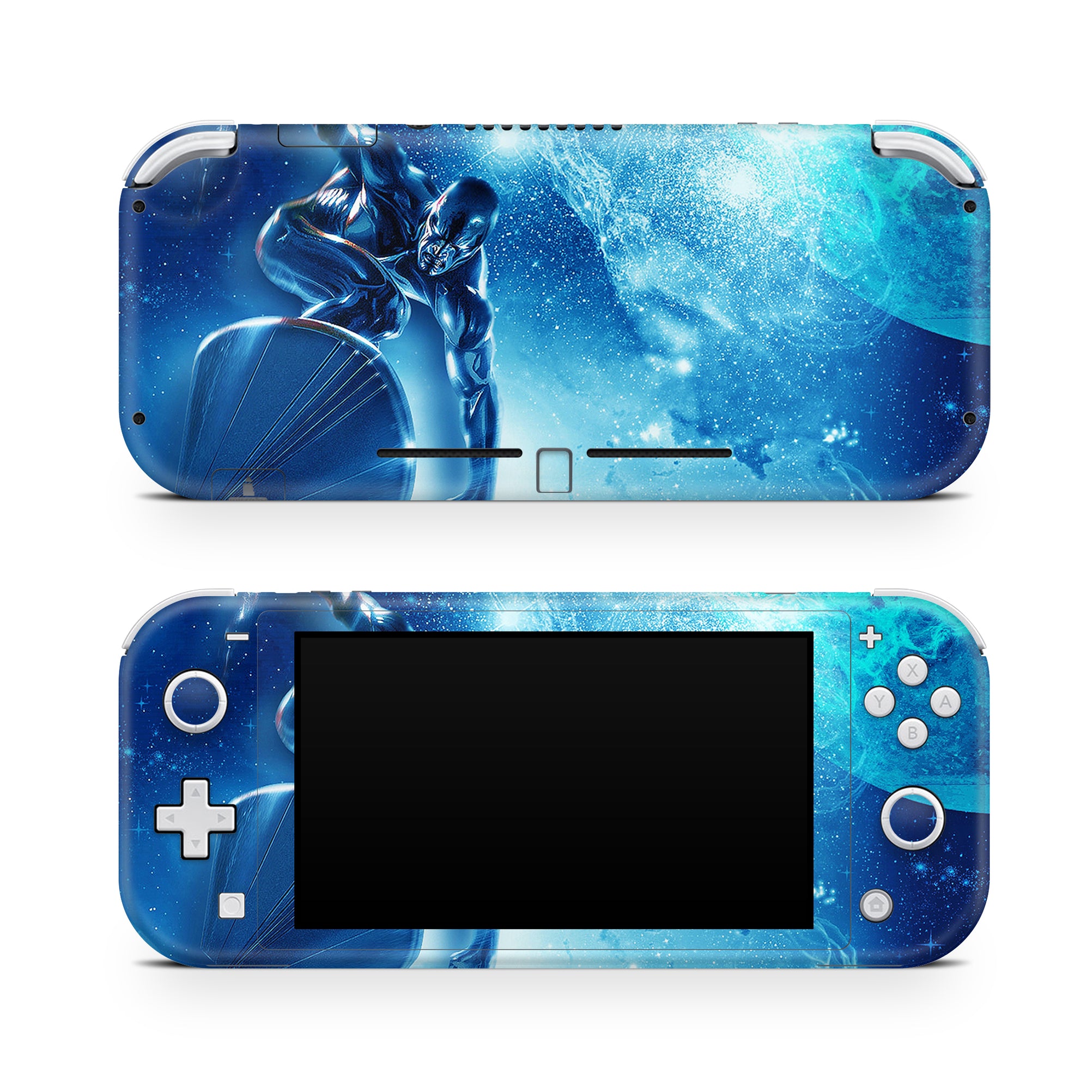 A video game skin featuring a Herald of Galactus 1 design for the Nintendo Switch Lite.