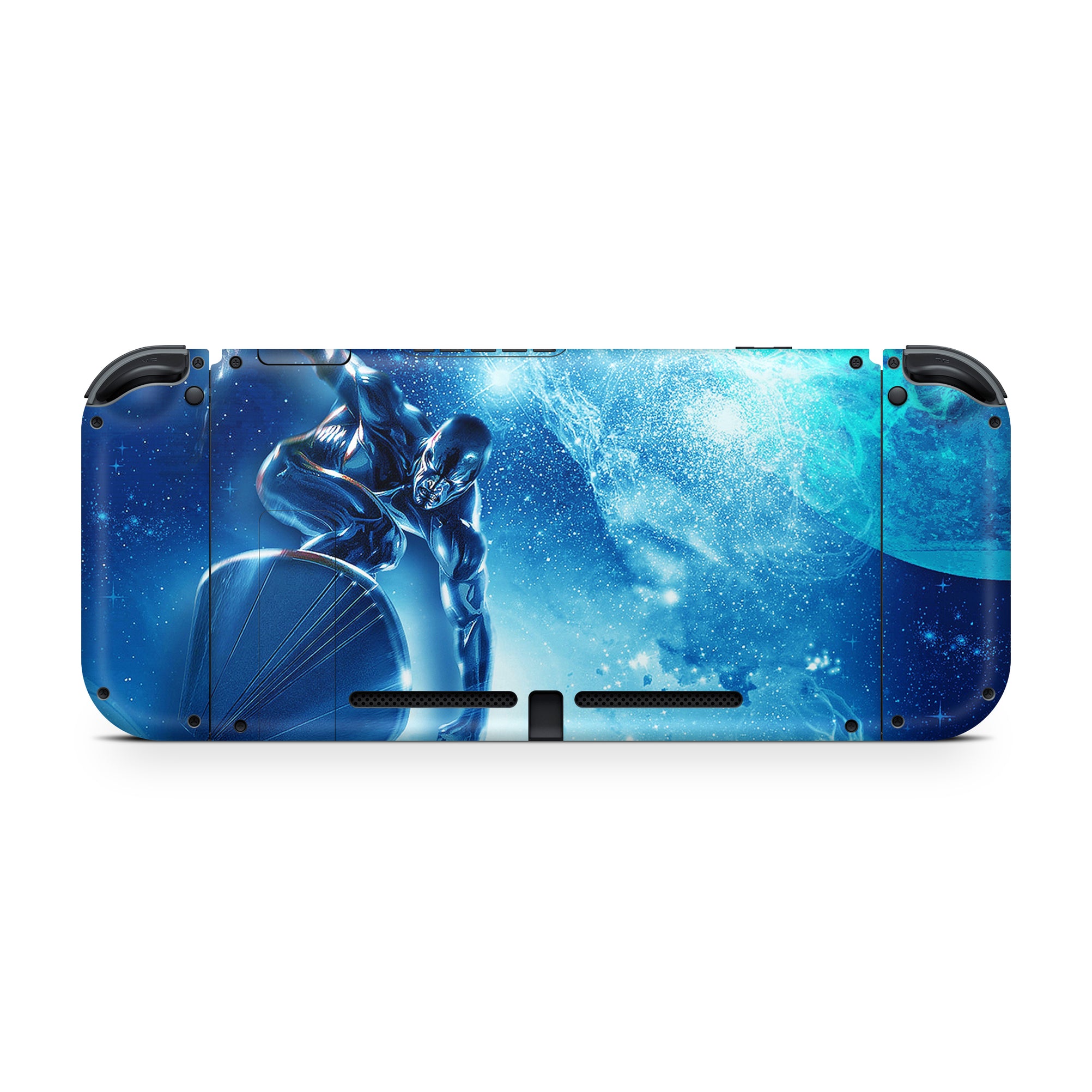 A video game skin featuring a Herald of Galactus 1 design for the Nintendo Switch OLED.