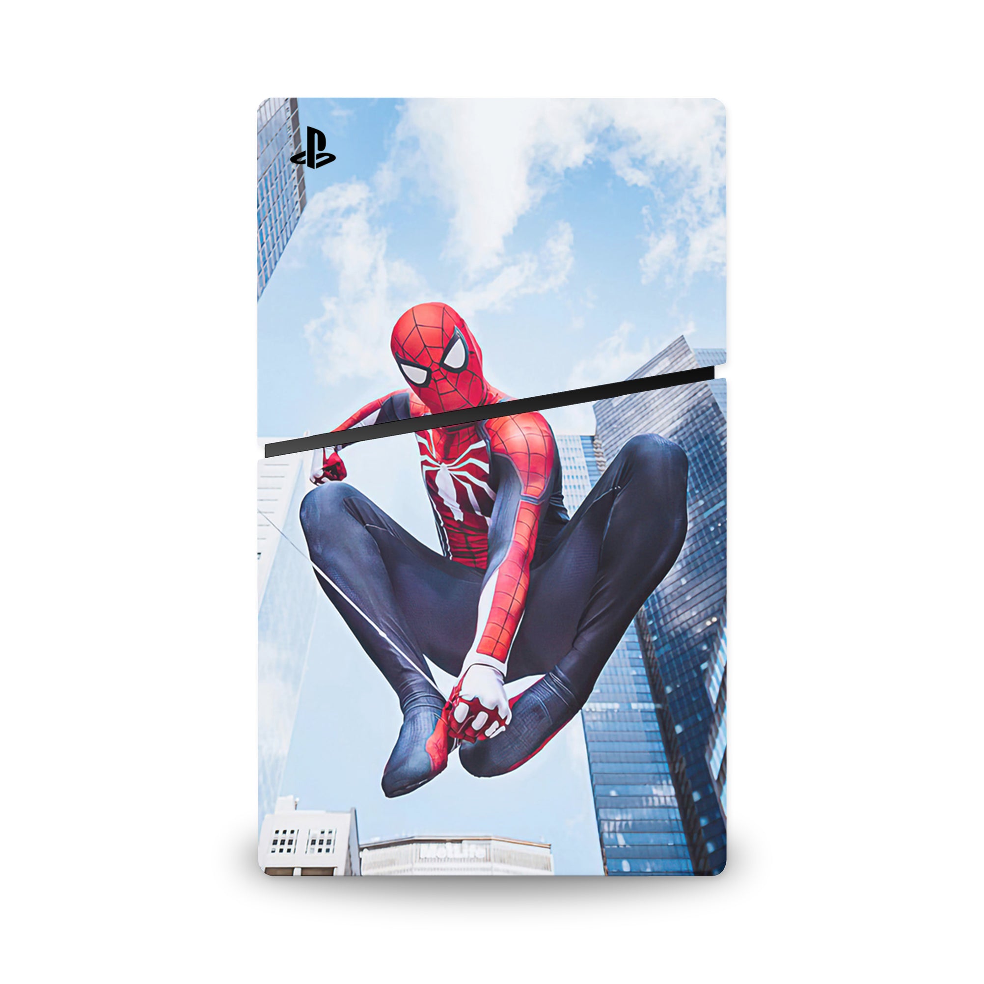 A video game skin featuring a Super Wall Crawler 12 design for the PS5 Digital Slim.