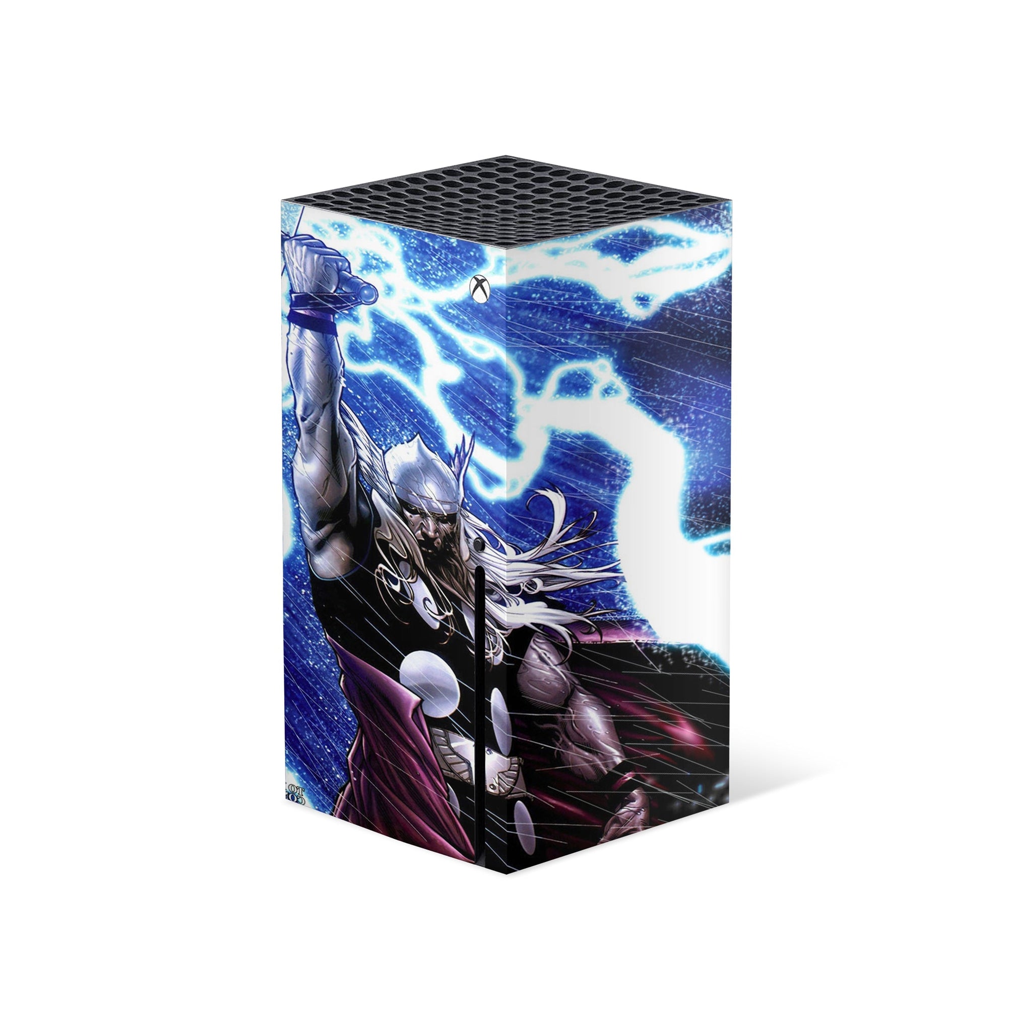 A video game skin featuring a God of Thunder 6 design for the Xbox Series X.