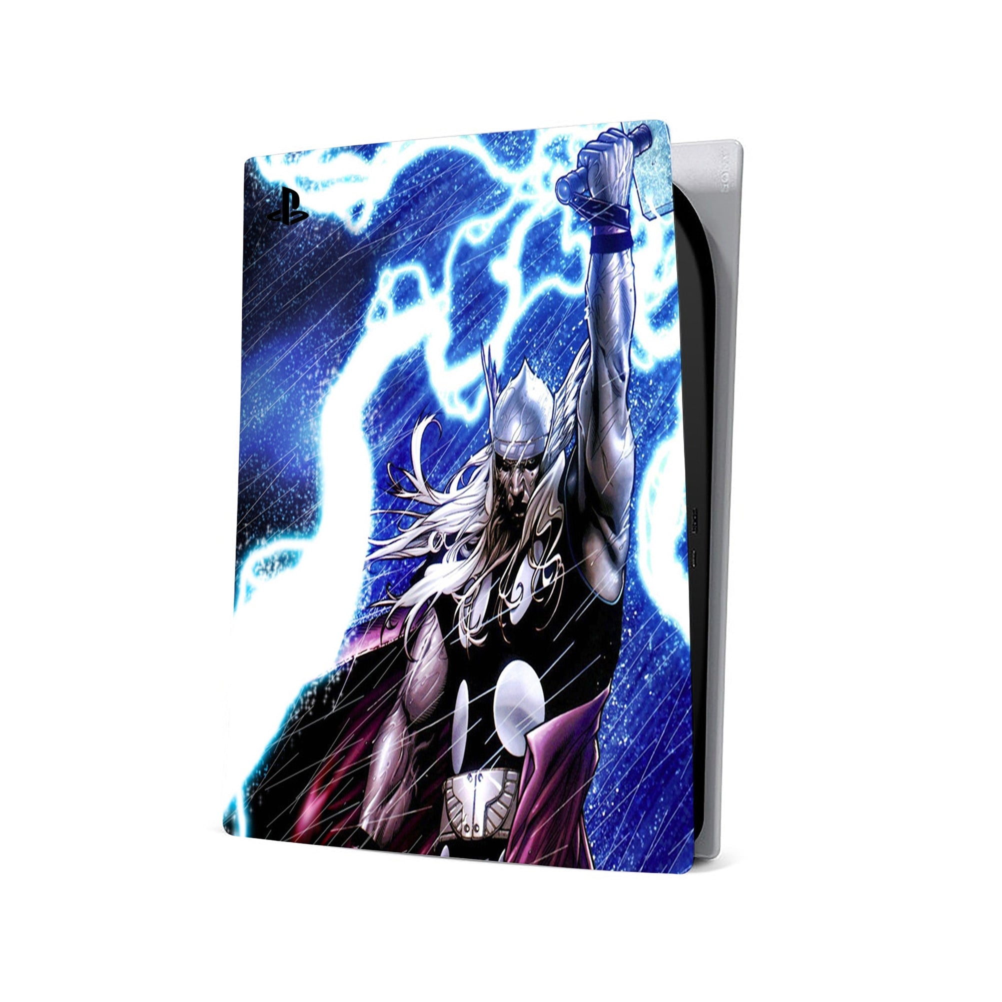 A video game skin featuring a God of Thunder 6 design for the PS5 Digital.