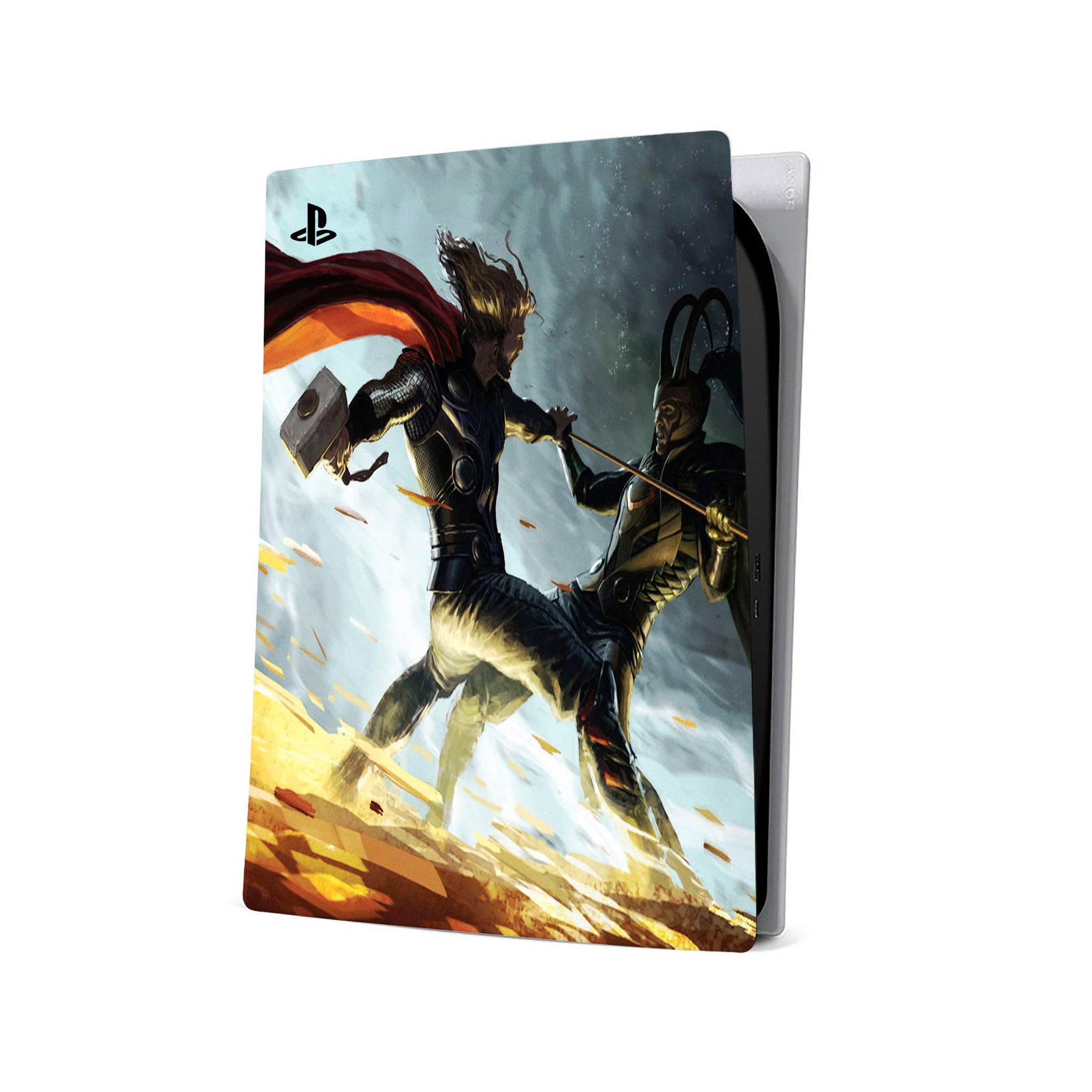 A video game skin featuring a God of Thunder 7 design for the PS5 Digital.