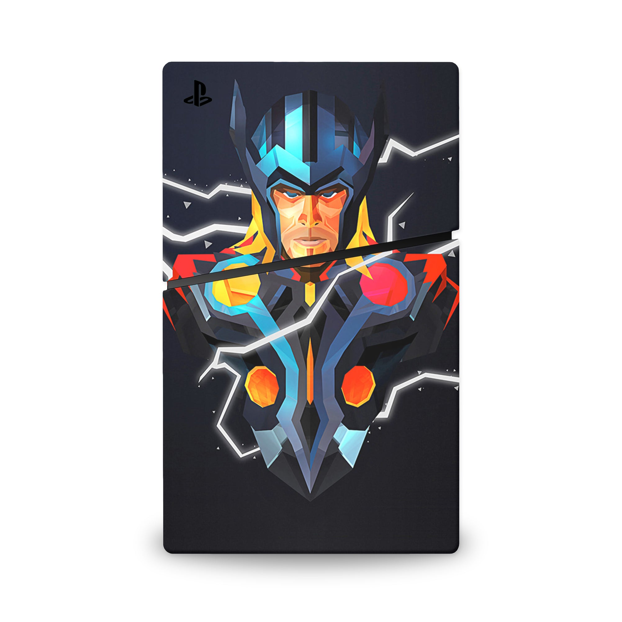 A video game skin featuring a God of Thunder 8 design for the PS5 Digital Slim.