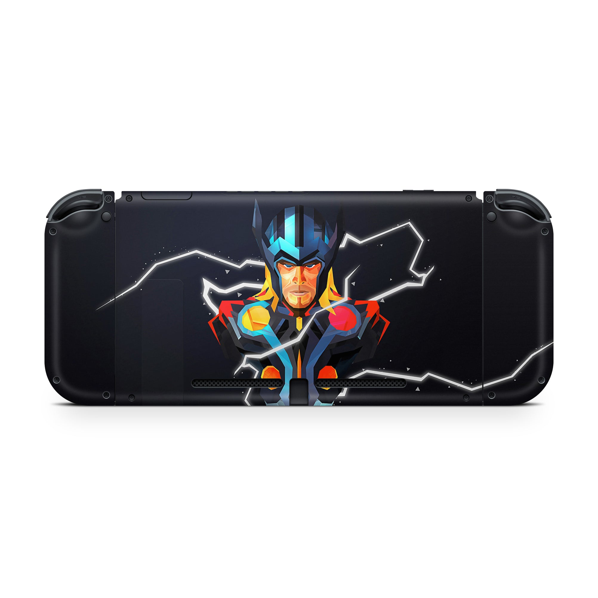 A video game skin featuring a God of Thunder 8 design for the Nintendo Switch.