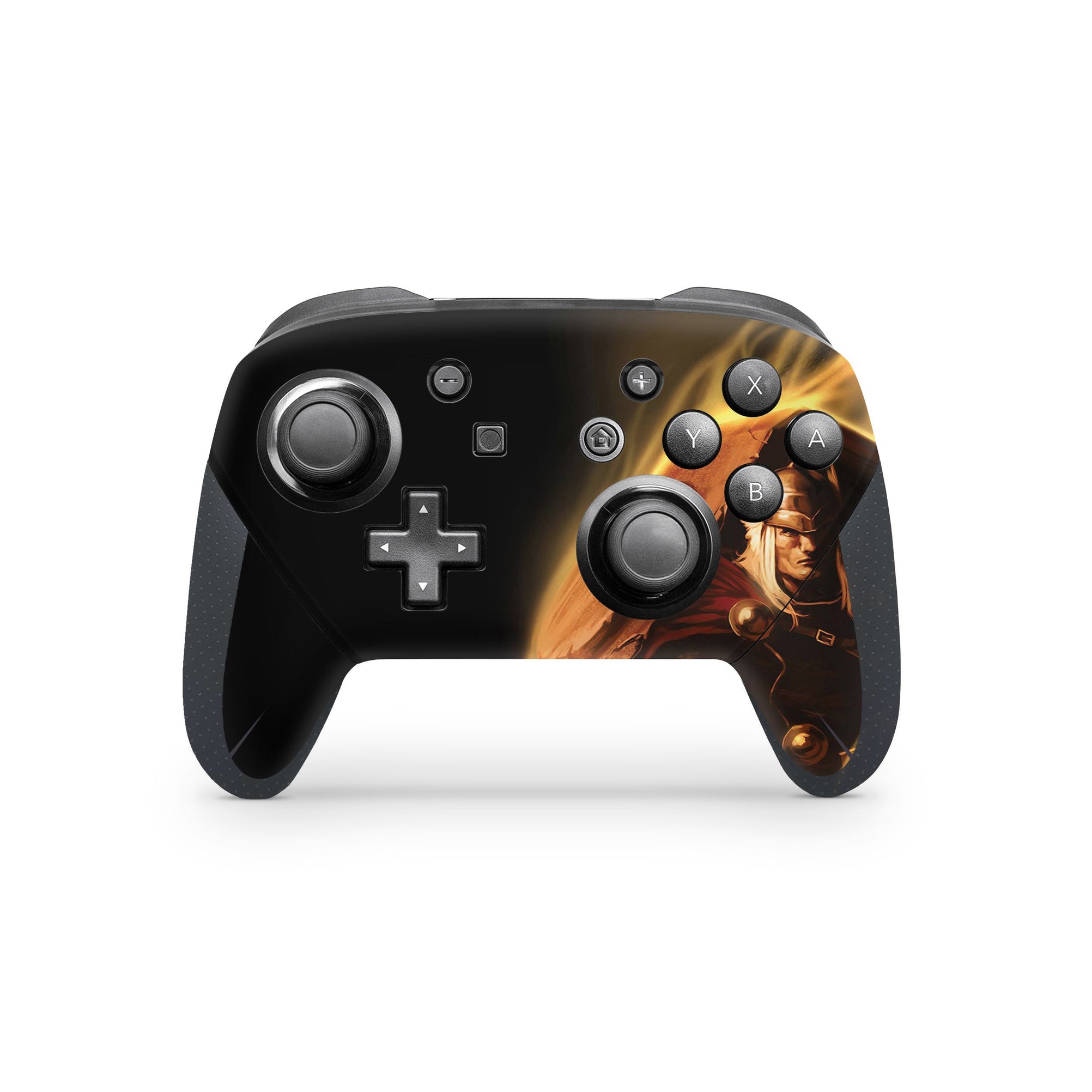 A video game skin featuring a God of Thunder 9 design for the Nintendo Switch Pro Controller.